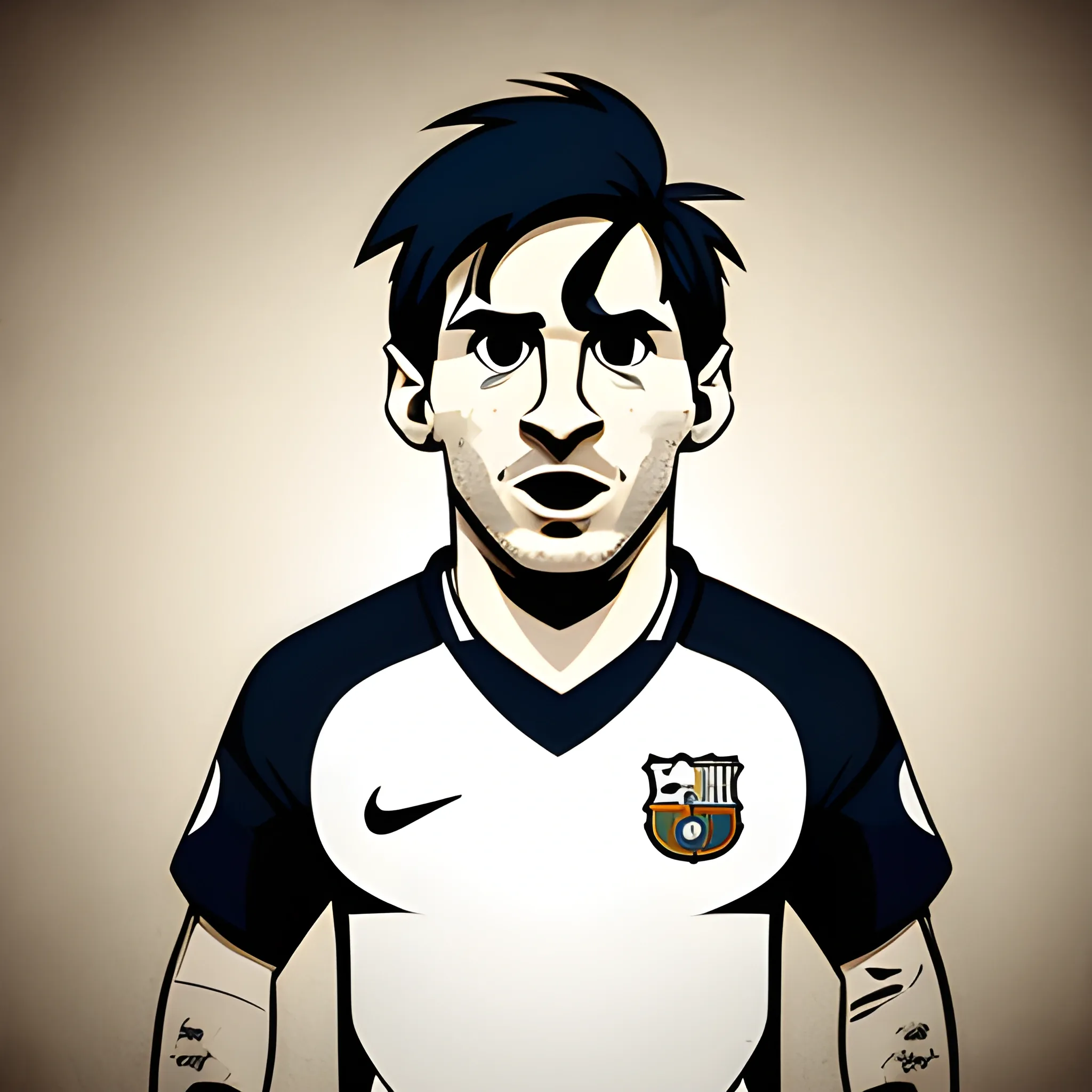 Character, soccer ballon, Messi face. Toon style