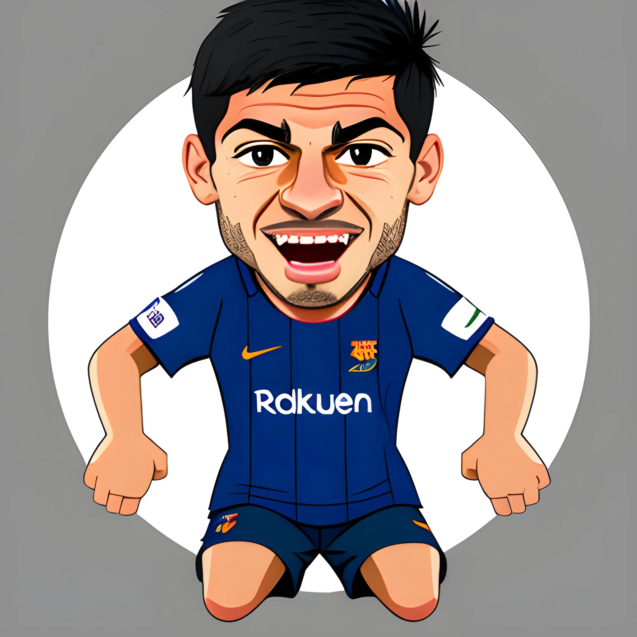 Character, soccer ballon, Luis Suárez face. Toon style