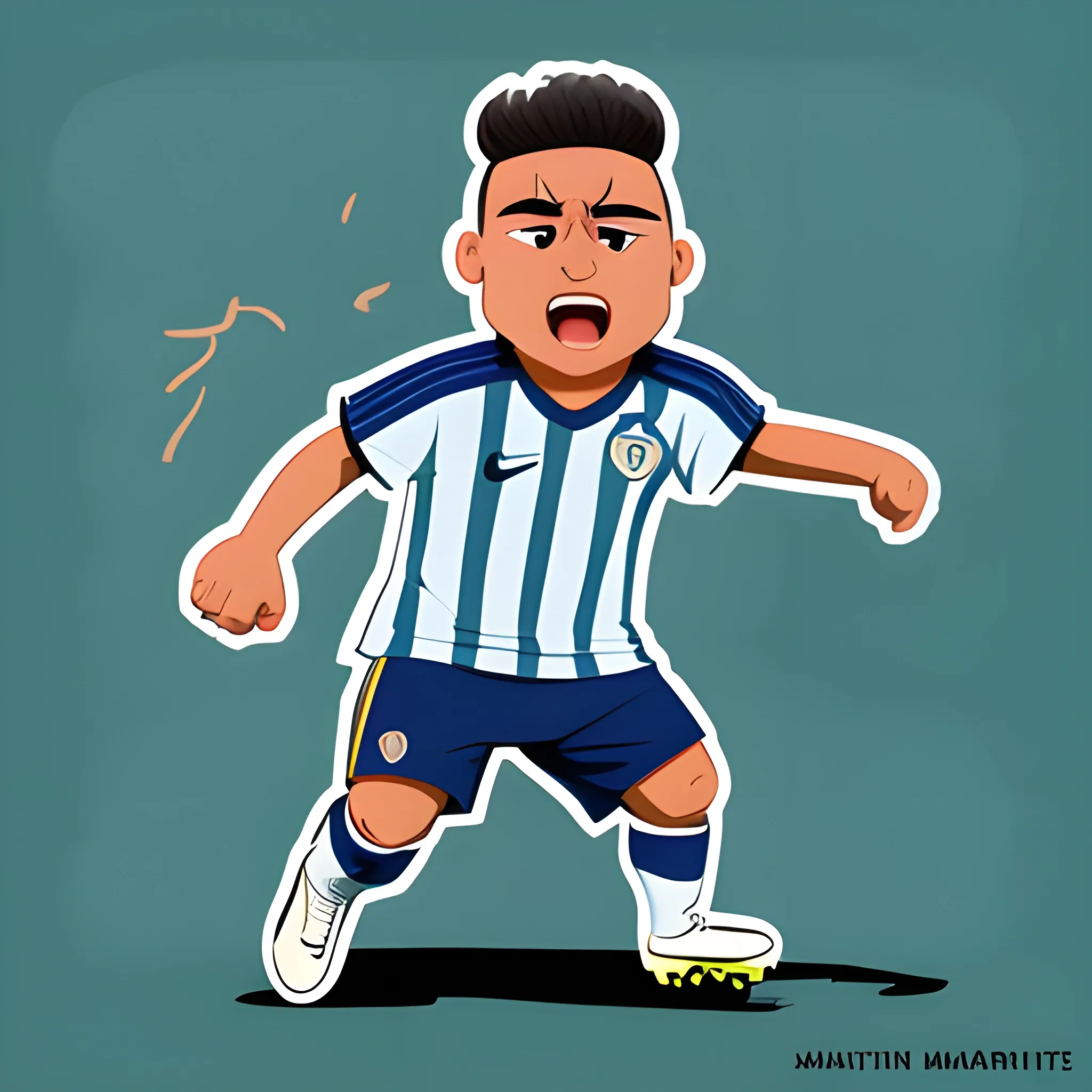 Character, soccer ballon, Lautaro Martínez face. Toon style