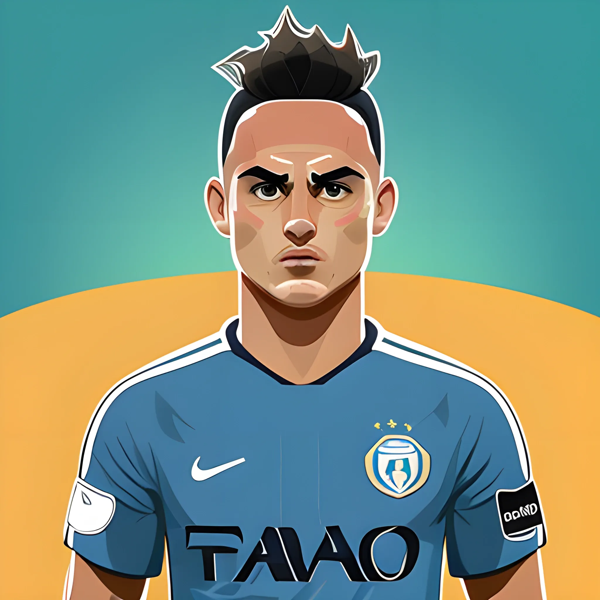 Character, soccer ballon, Lautaro Martínez face. Toon style