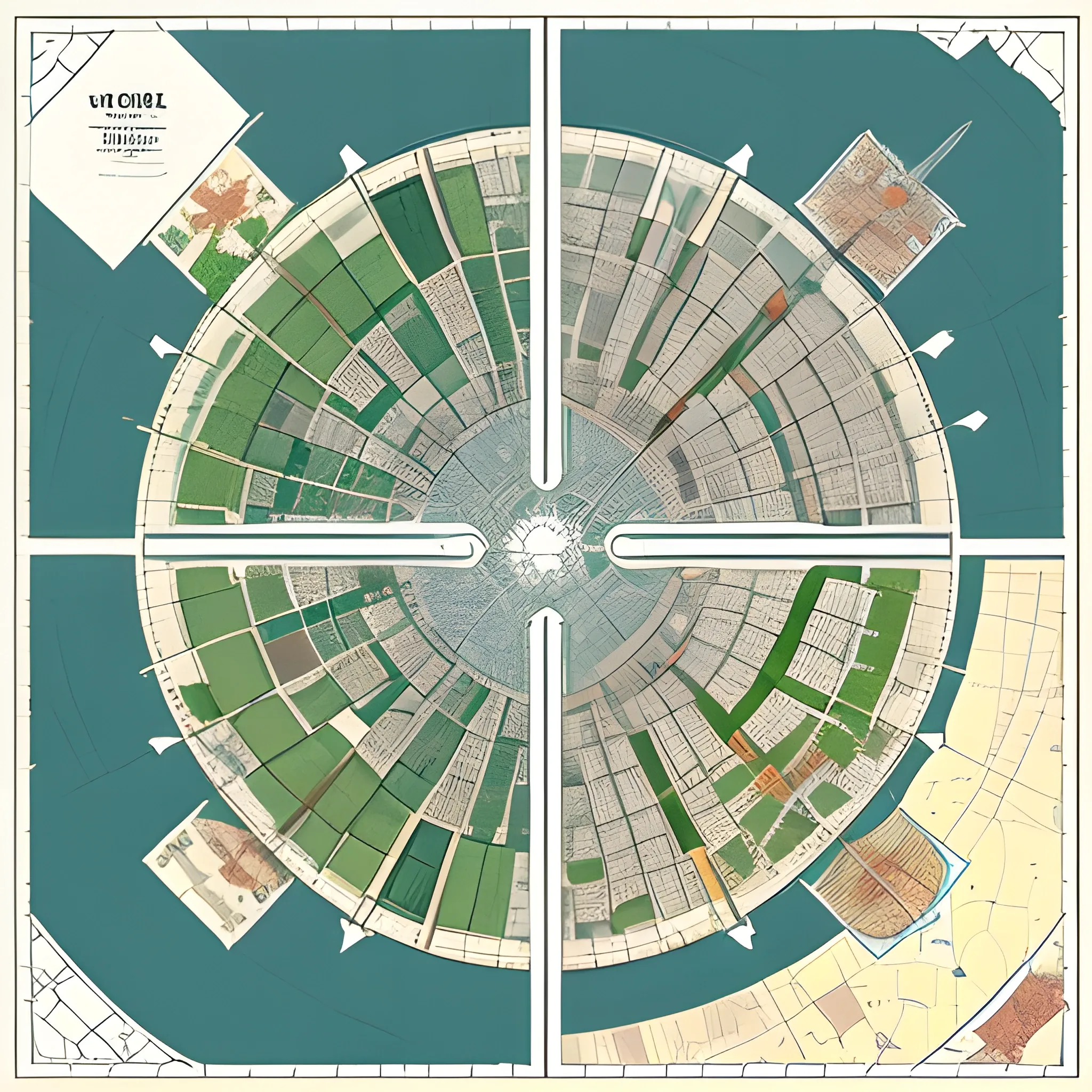 map of four cities from the top down