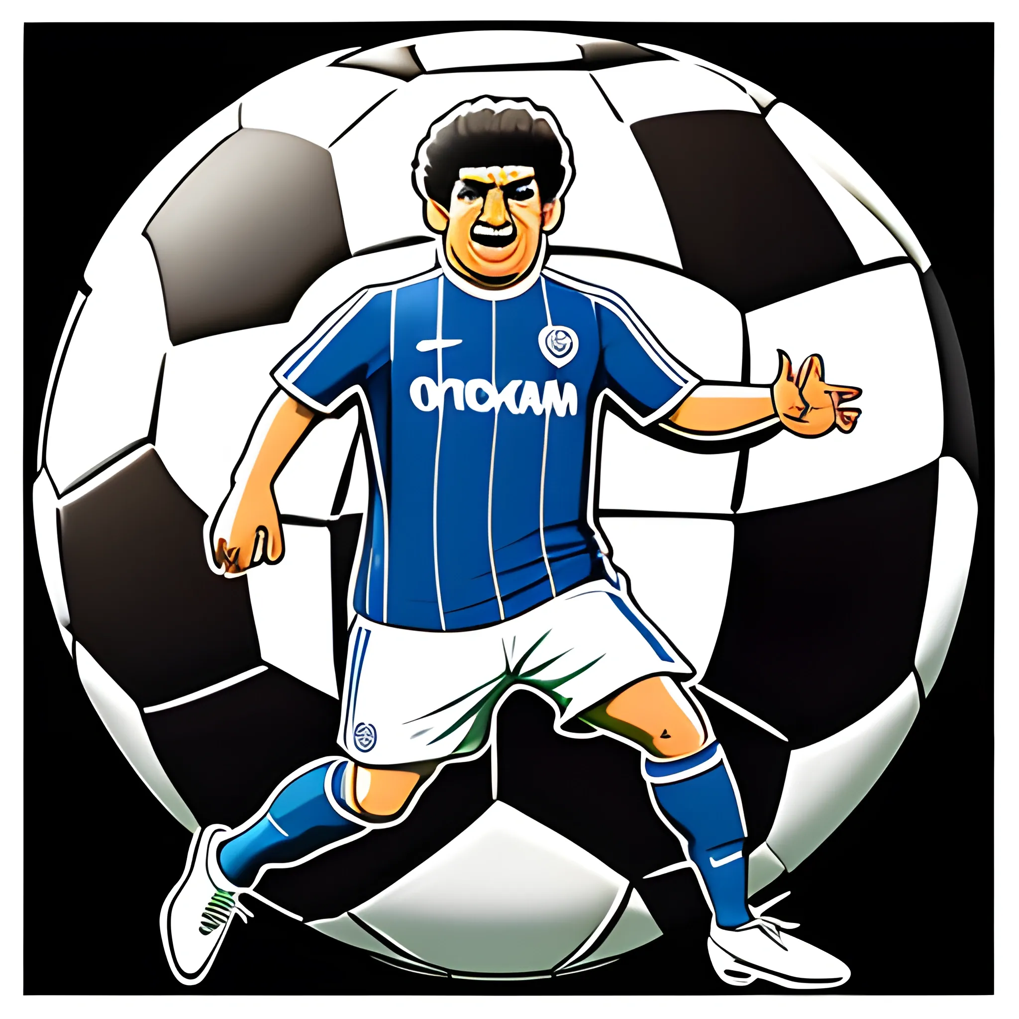Character, soccer ballon, Maradona face. Toon style