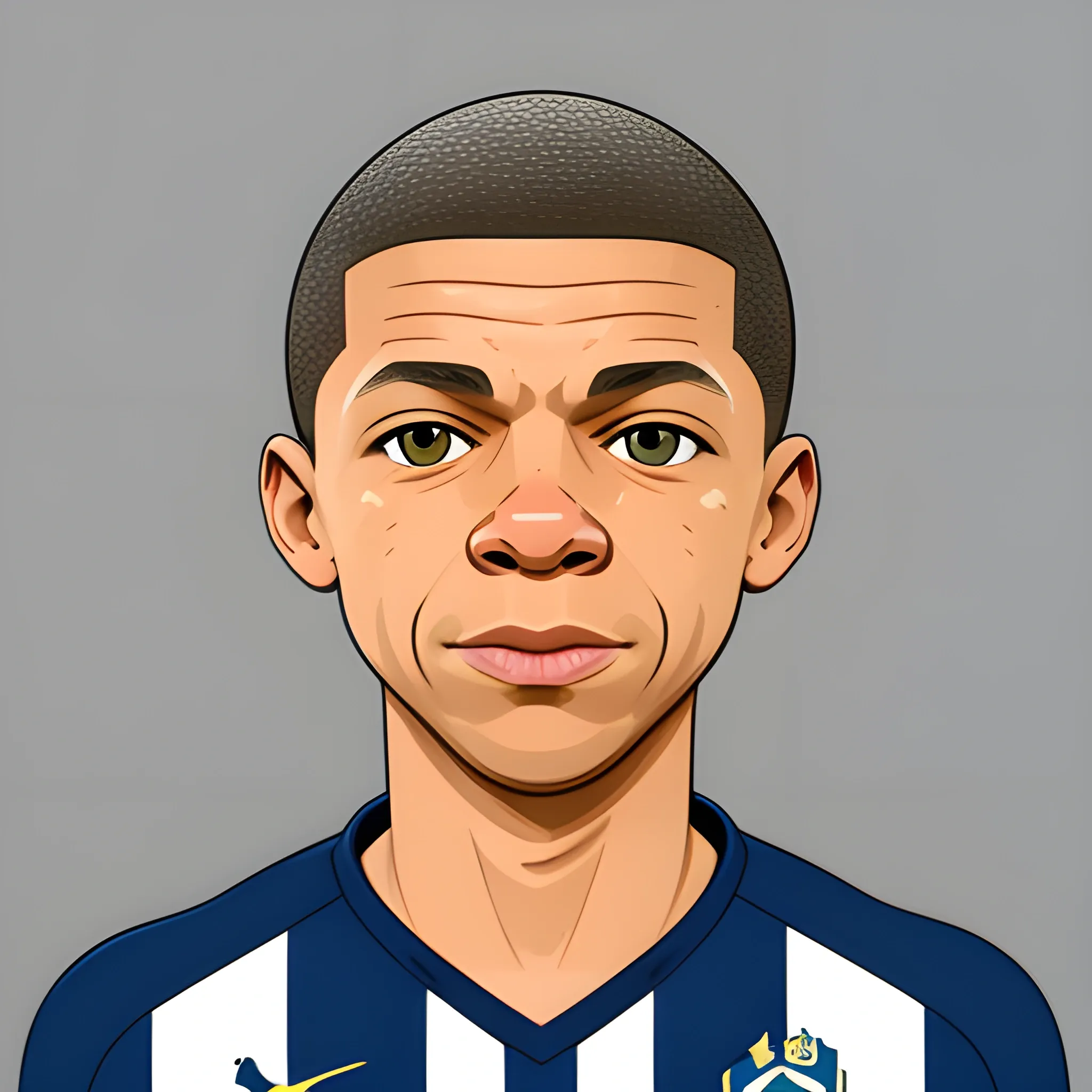 Character, soccer ballon, Mbappe face. Toon style