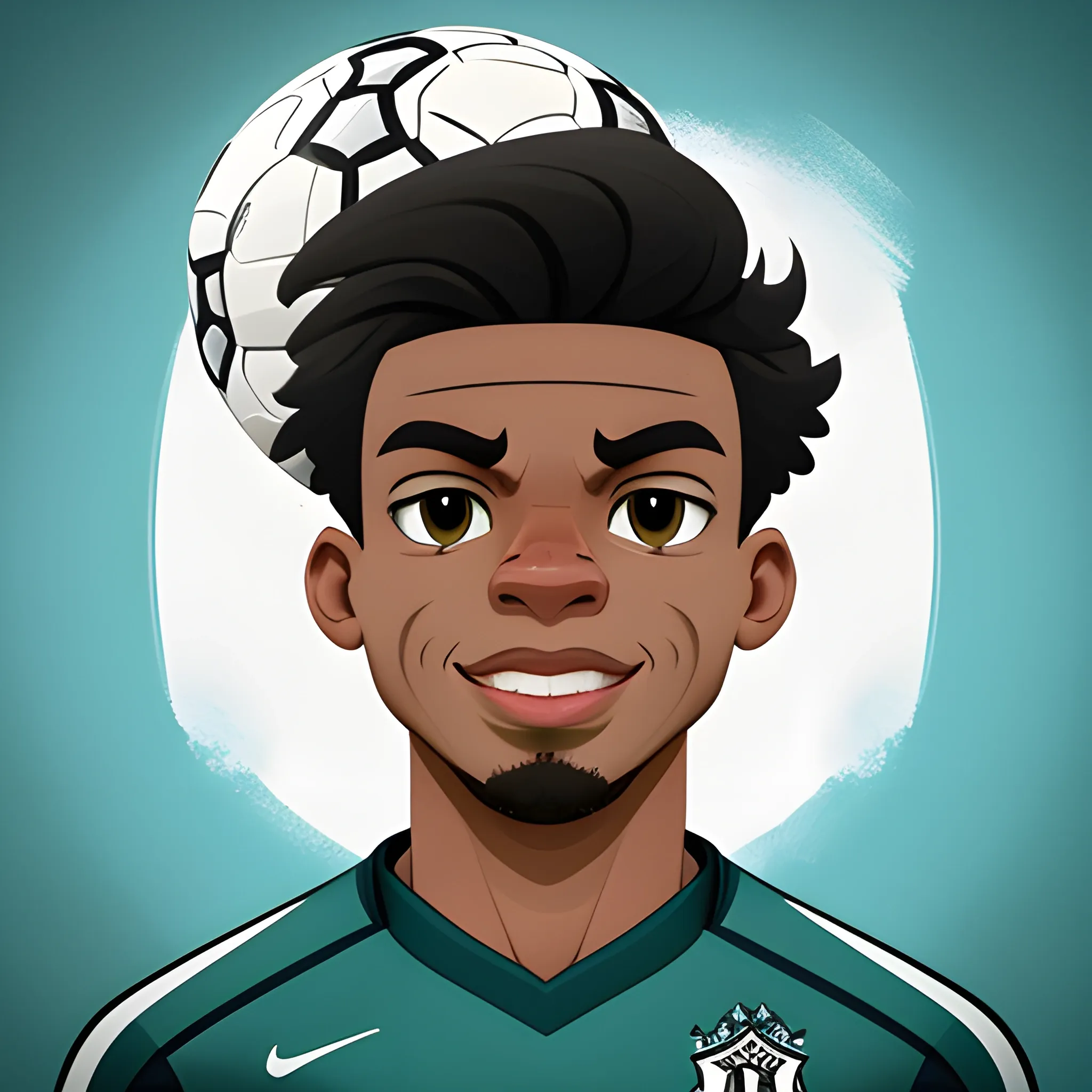 Character, soccer ballon, Rafael Leão face. Toon style