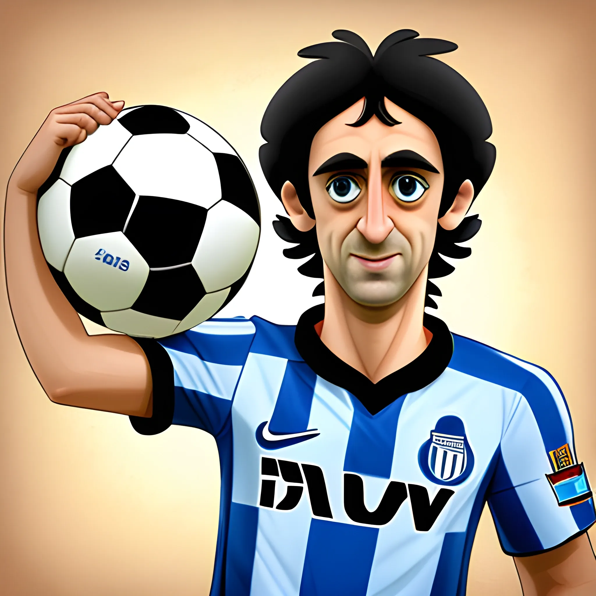 Character, soccer ballon, Diego Milito face. Toon style