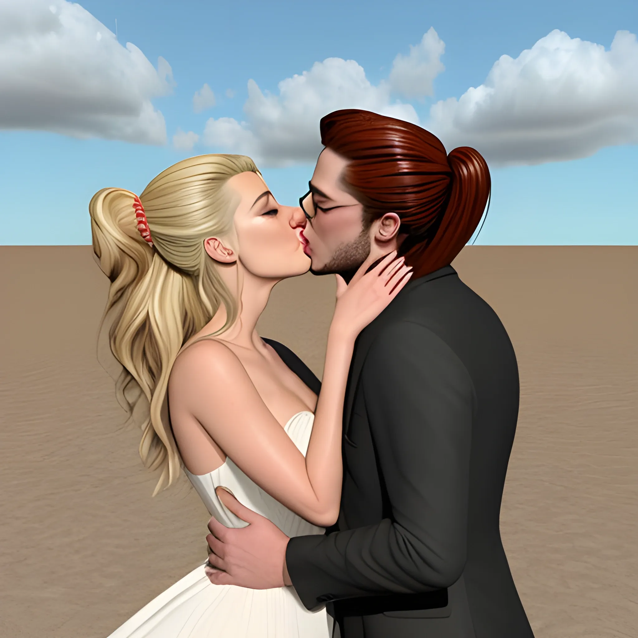 Photo of beautiful Amber heard kissing, 3D - Arthub.ai