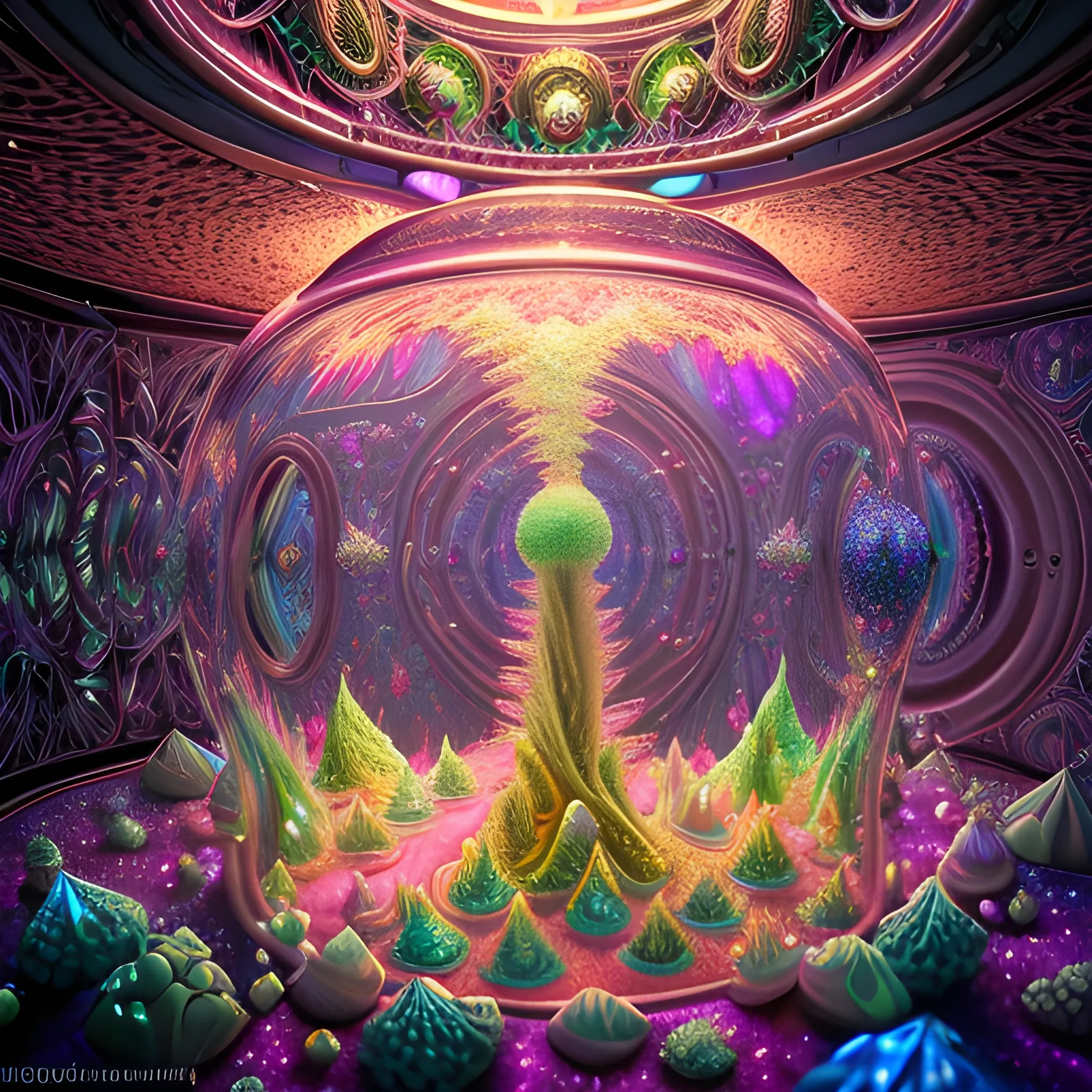 From Inside A Peculiar Whimsical Chaotic Fractal Glittering Mech 