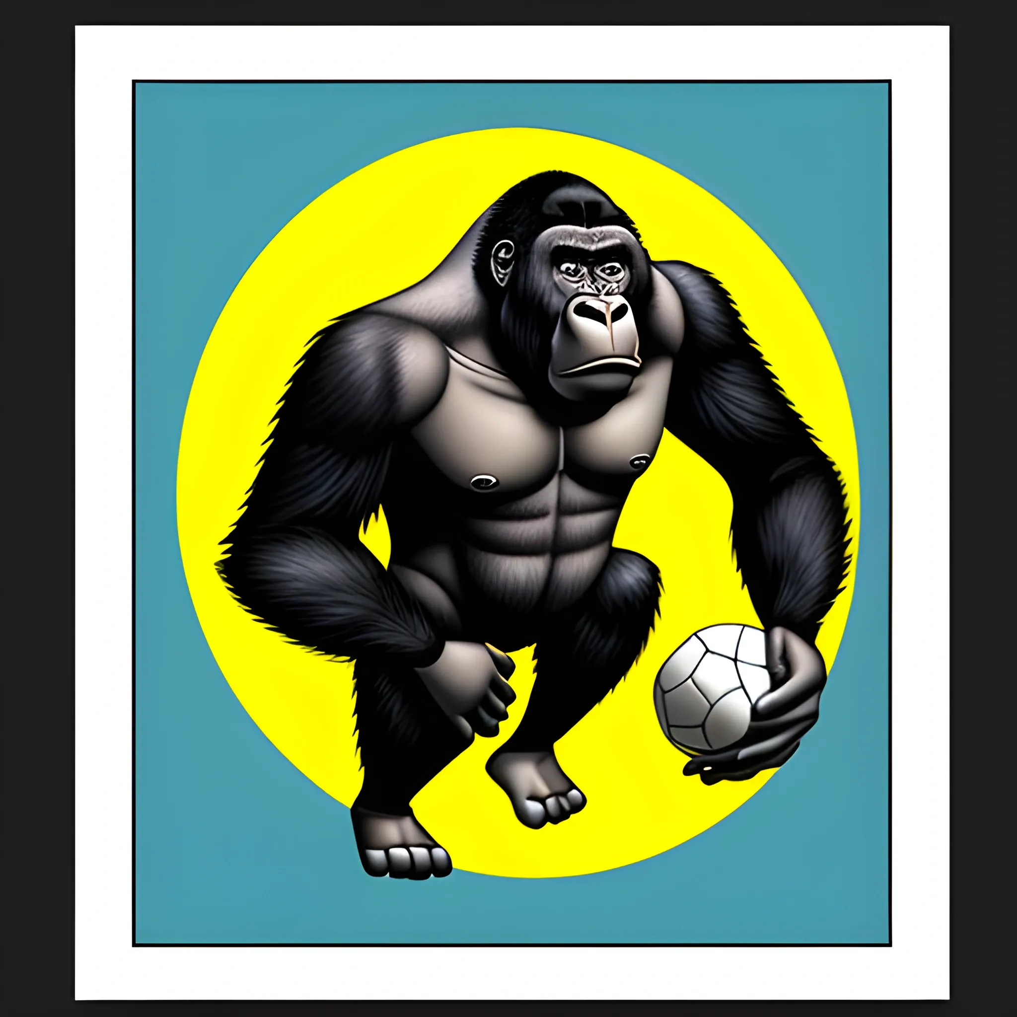 Gorilla, HANDBALL H3 ball in hand, Cartoon, 