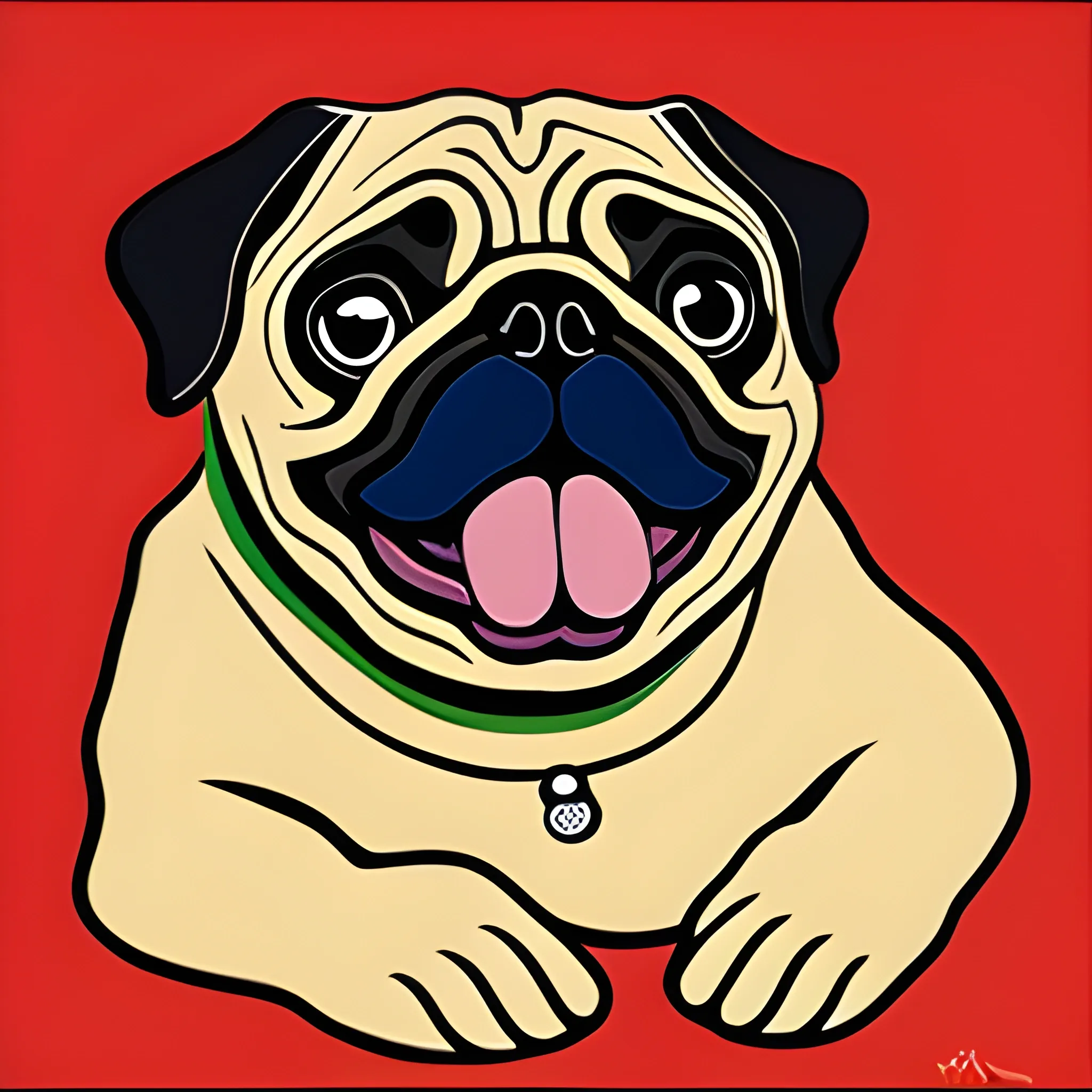 A  GIANT PUG IN picasso  STYLE singing 