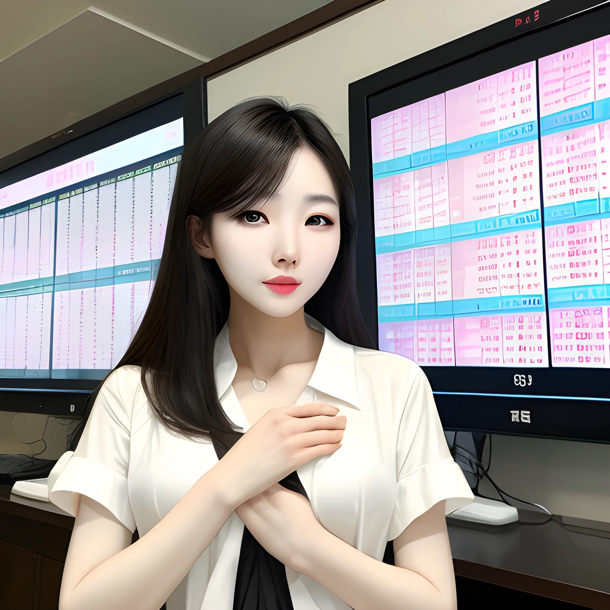 Sexy Korean Beauty With Fair Skin Explaining Stocks Taking Por Arthub Ai