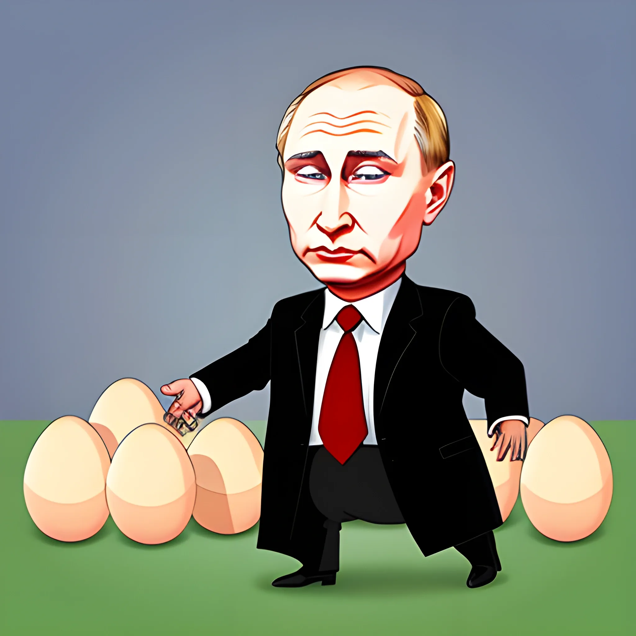 , Cartoon putin with all the eggs
