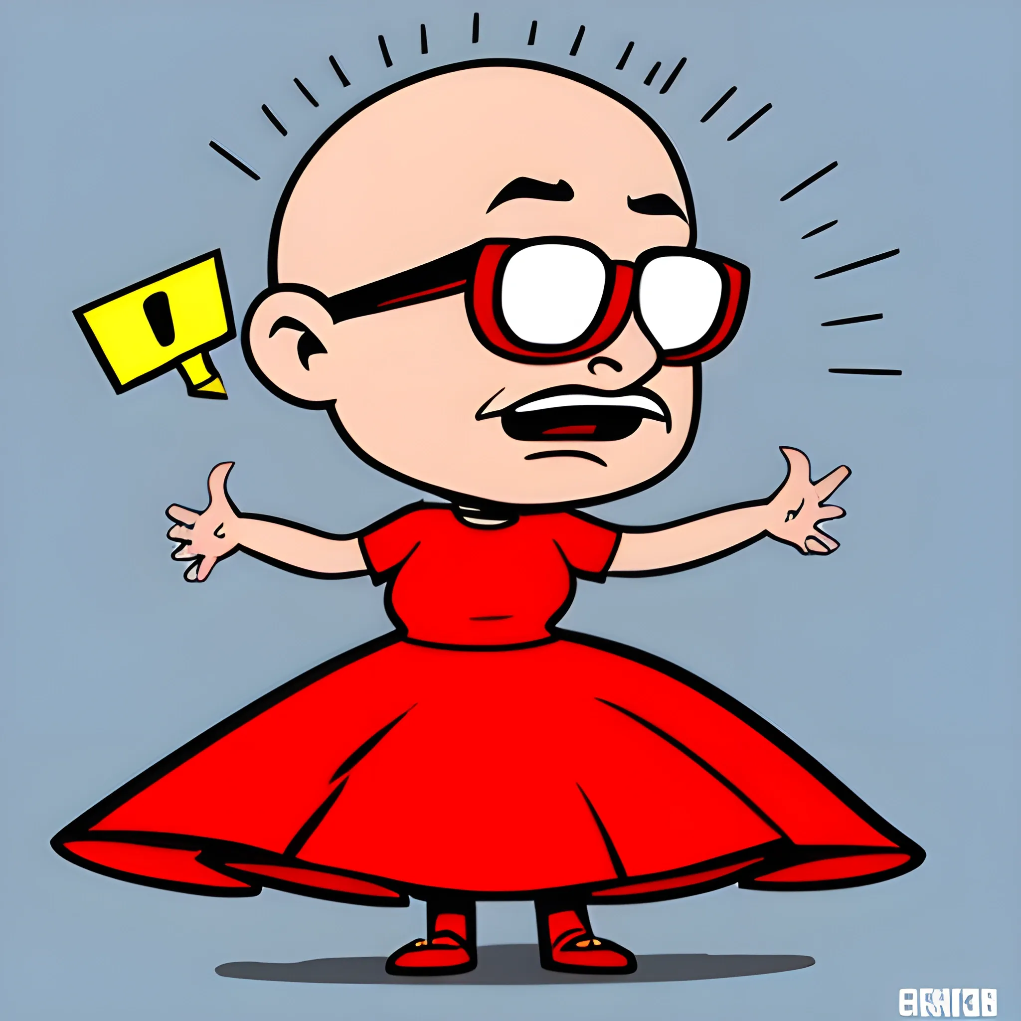 Cartoon Bald Guy With Sunglasses In A Womens Red Dress Saying Arthub Ai