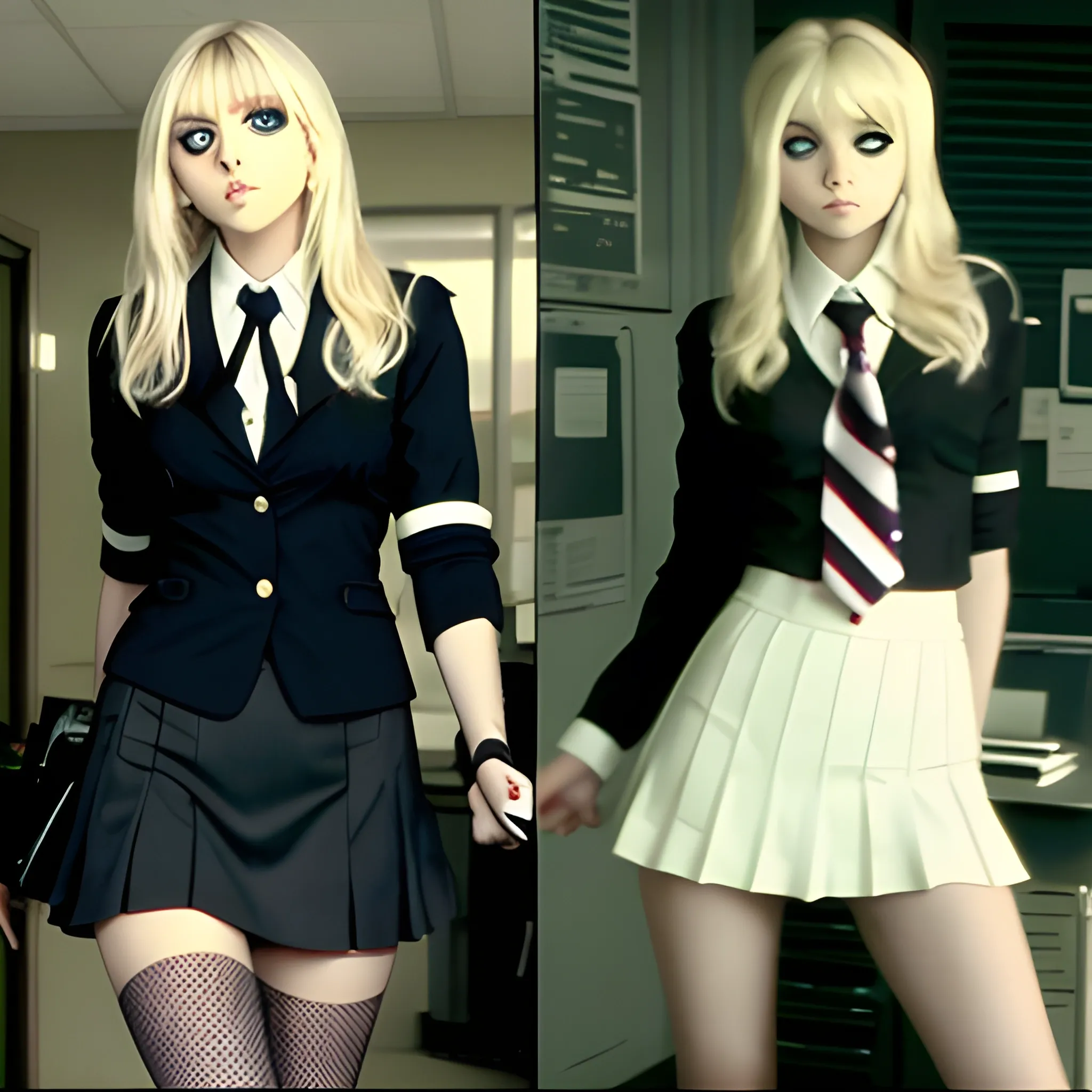 Taylor Momsen in cute secretary uniform, cinematic, high quality, short skirt, tottoo