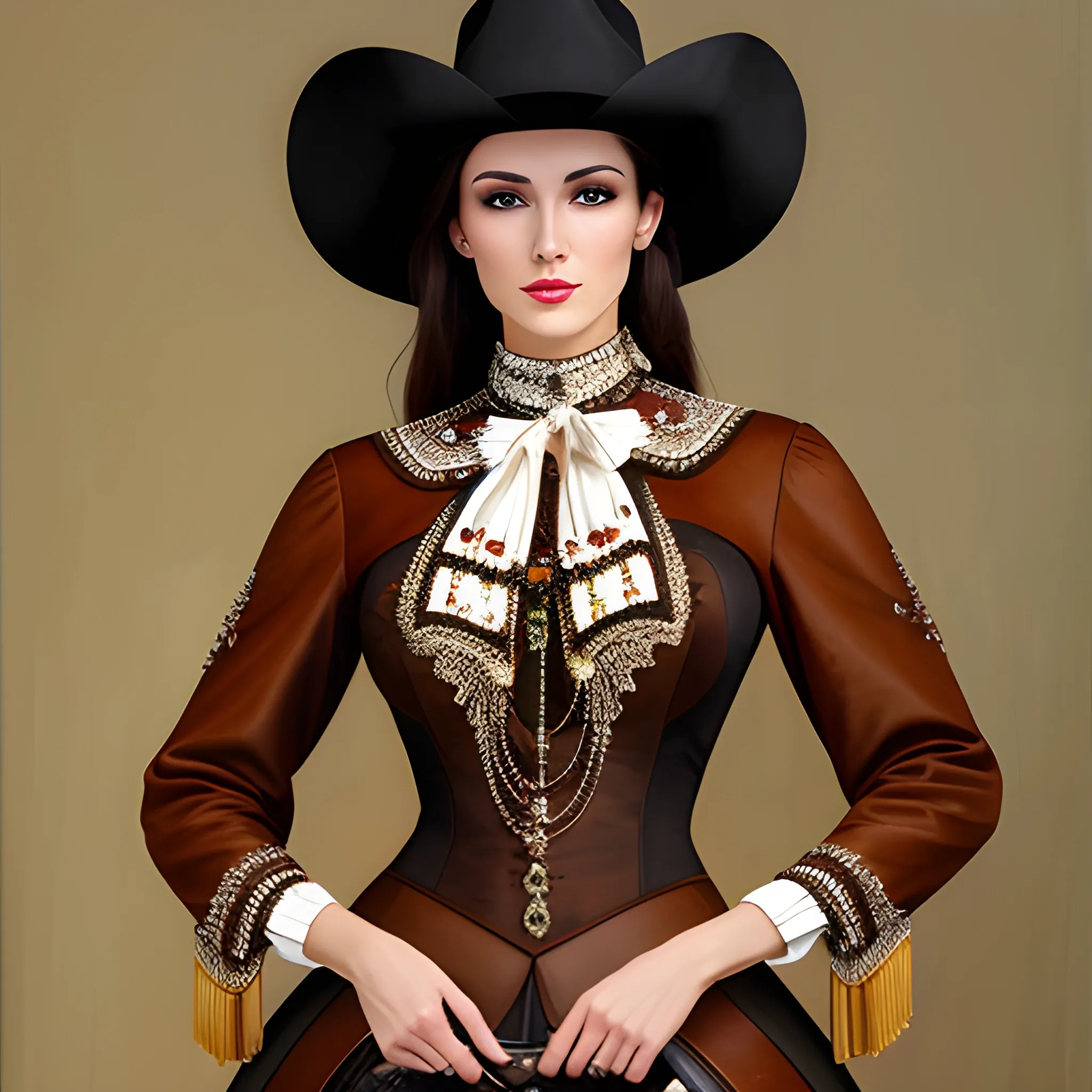 A beautiful western cowgirl, exquisite clothing and accessories, full body shot, professional photography, Oil Painting