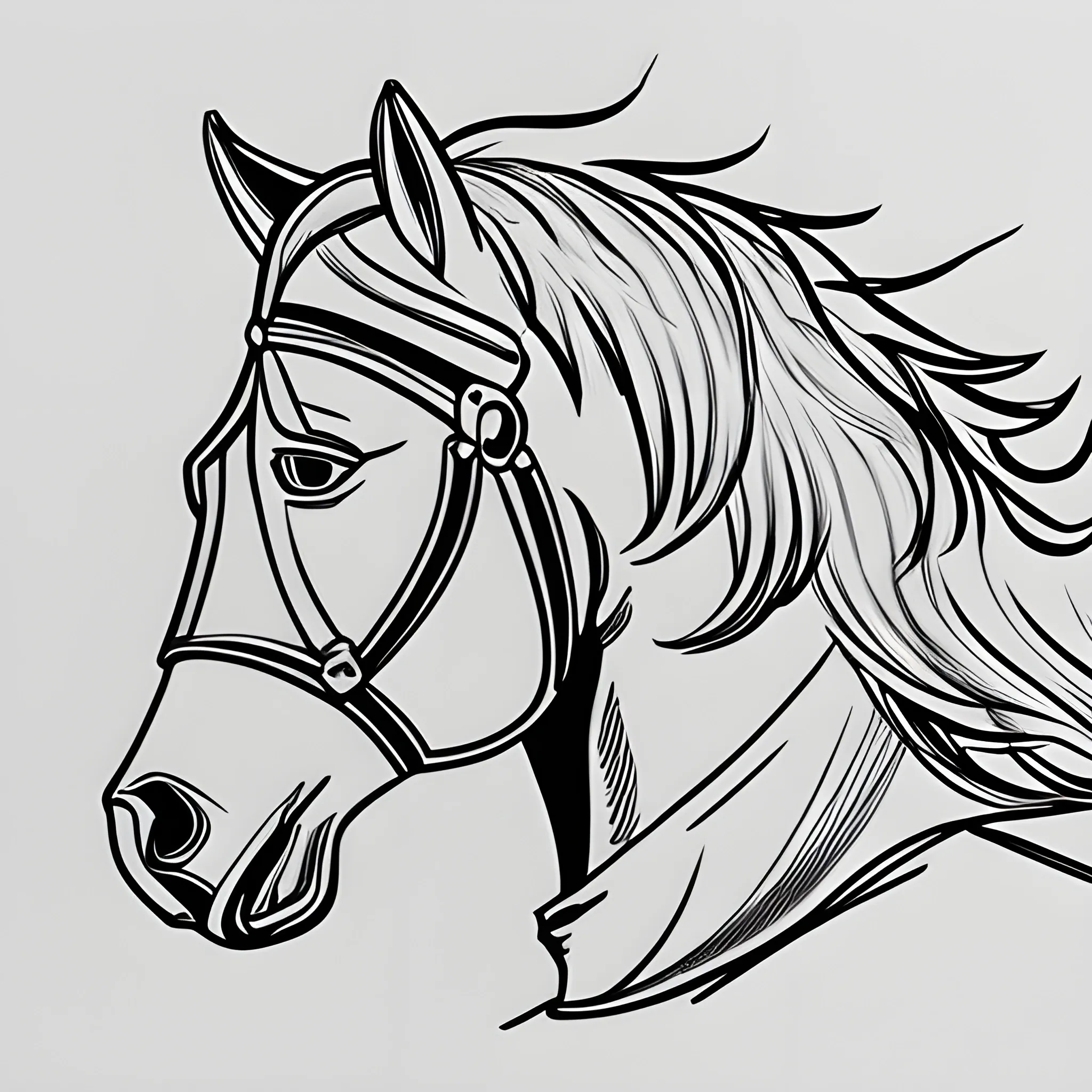 2D Outline drawing of man with helmet riding a Icelandic horse, from the side
