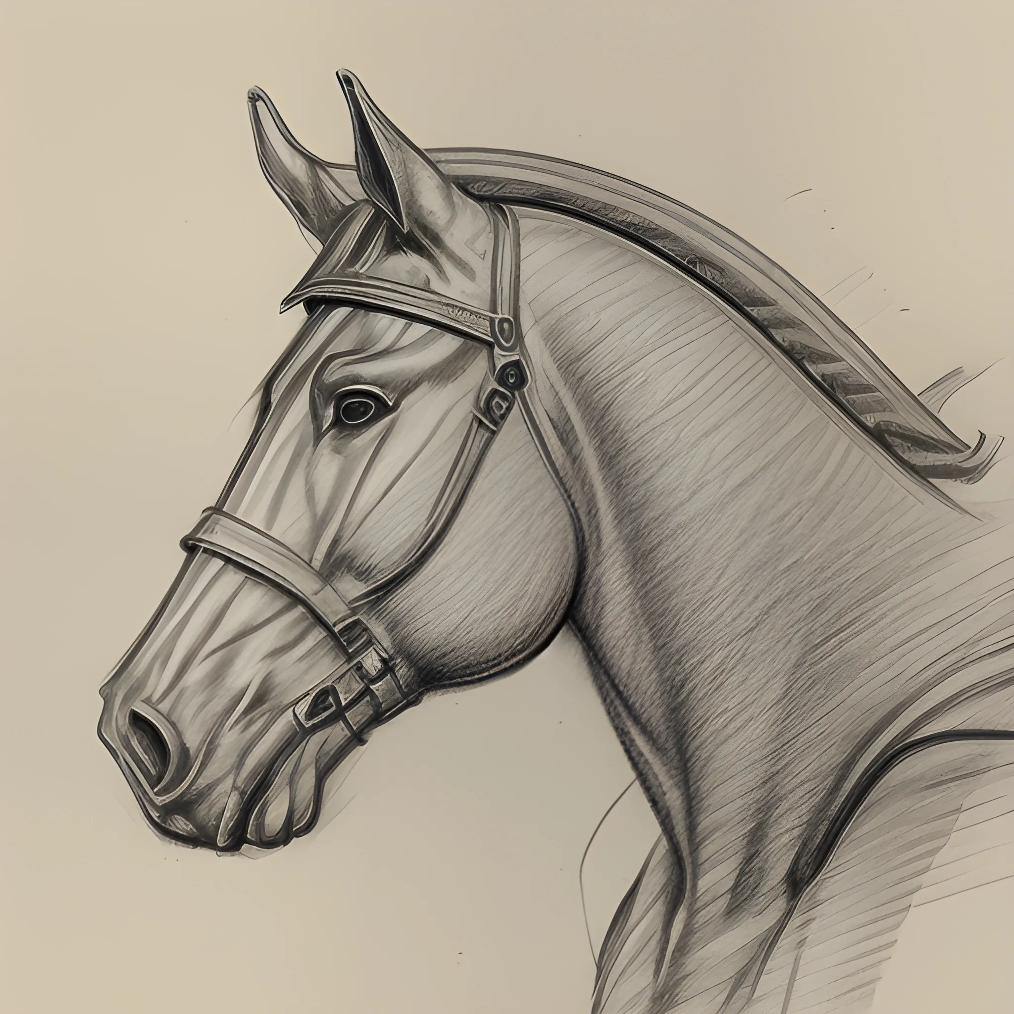 only outlines of man with helmet riding a horse from the side
, Pencil Sketch