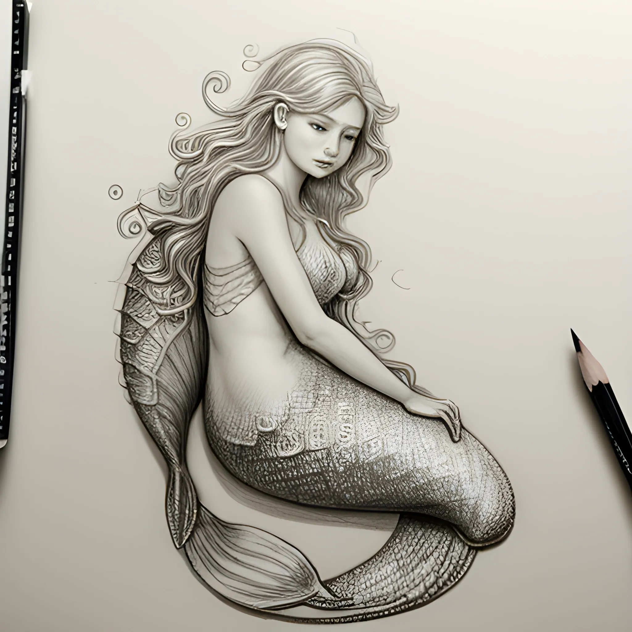 Mermaid Drawing Tutorial - How to draw Mermaid step by step
