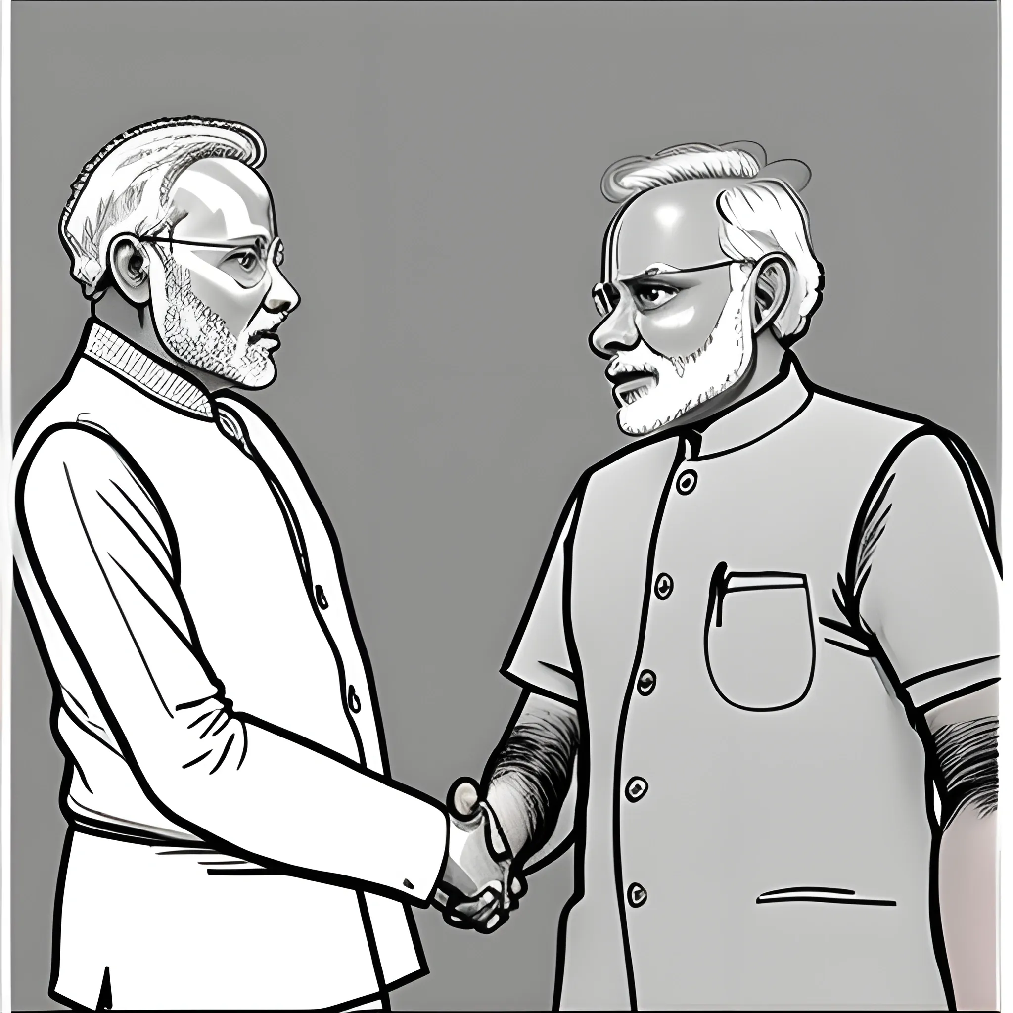 Photo of Rahul Ghandi shaking hand with Narendra Modi, Cartoon