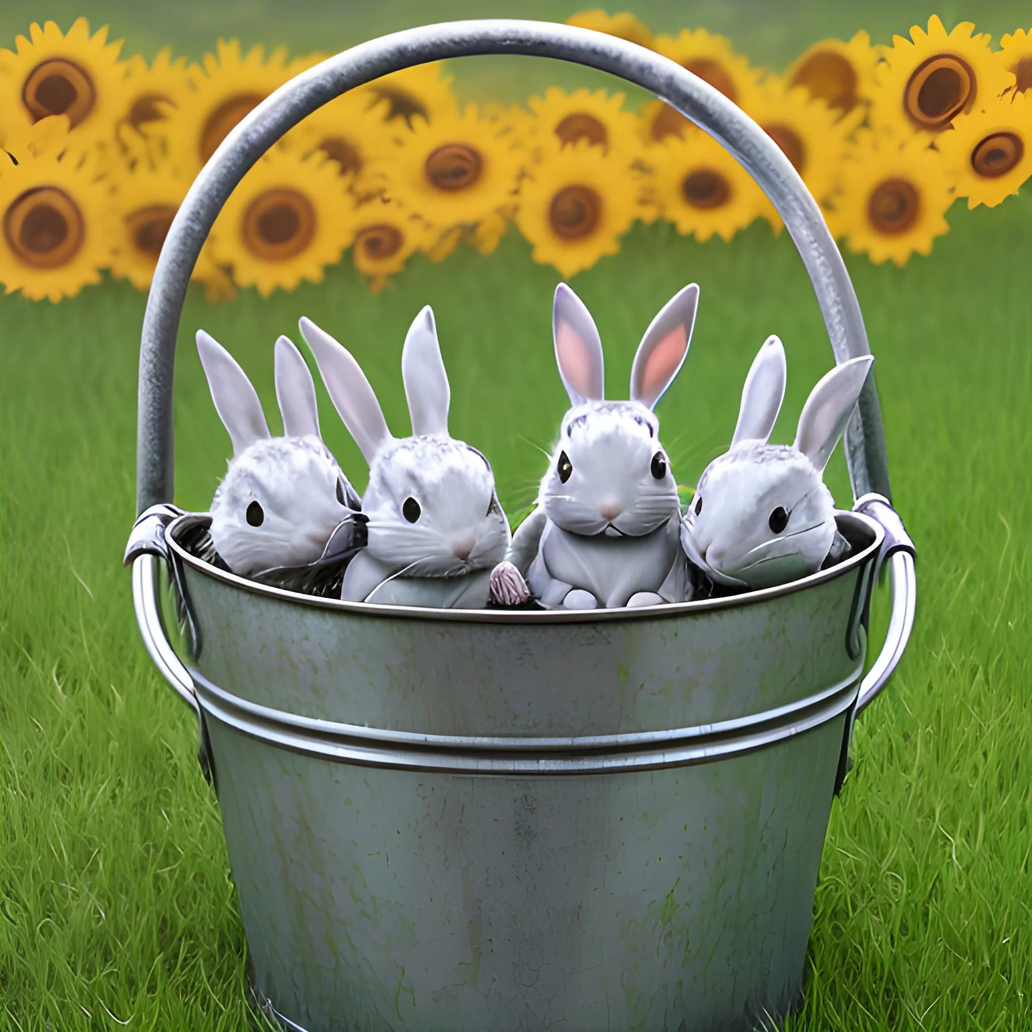 metal Bucket with derpy rabbits
