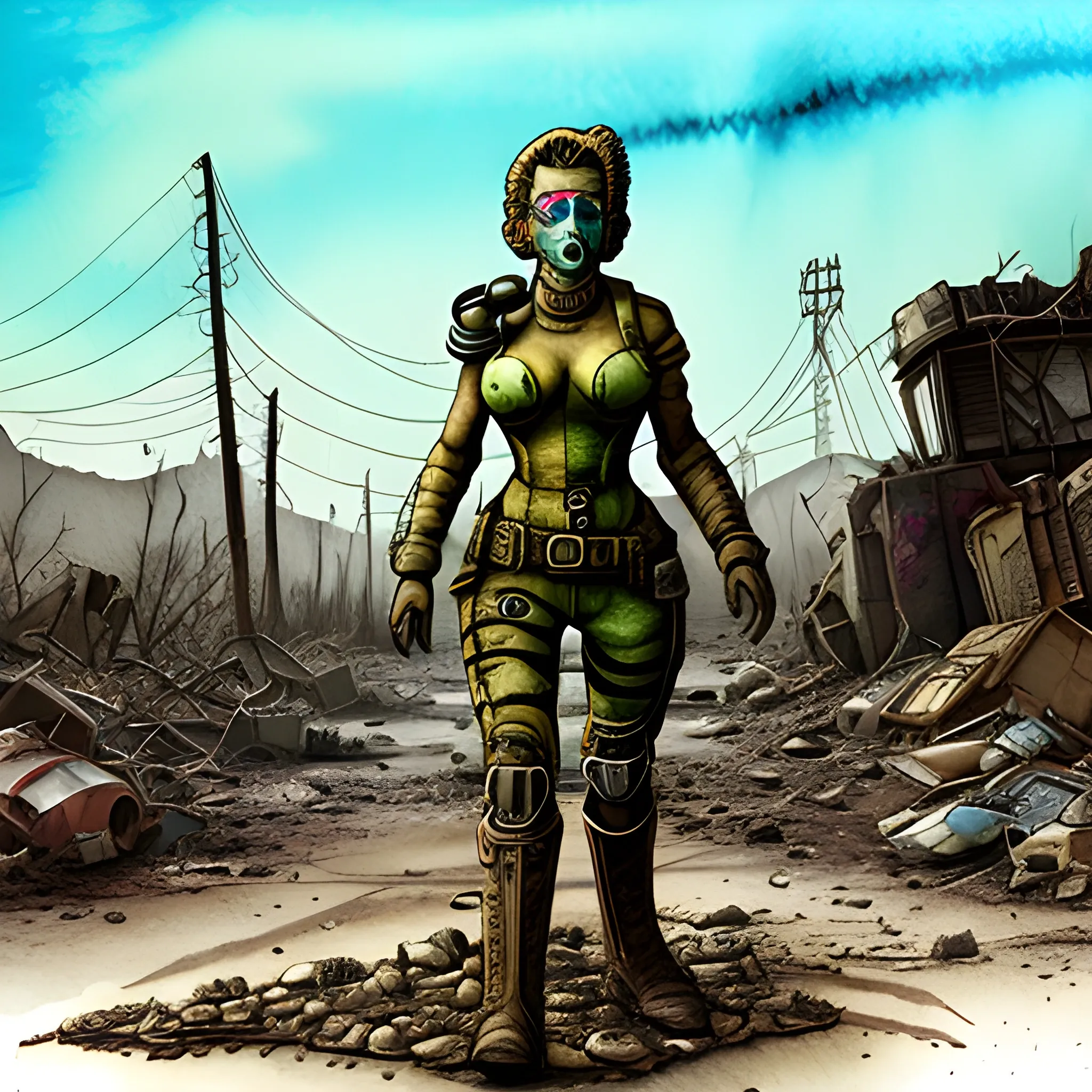 Fallout woman post apocolypse, Water Color