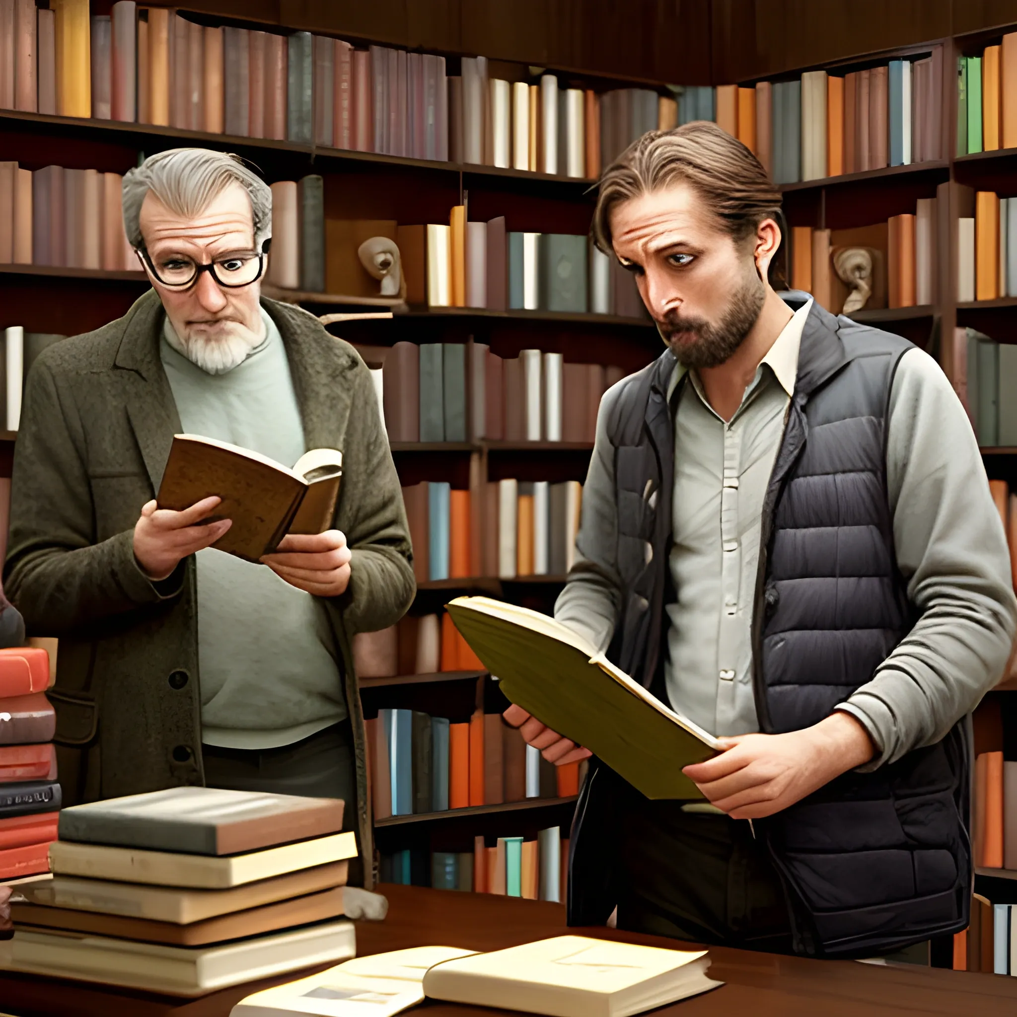 A tired man discovers an intriguing book in a bookstore. He shows it to his friends, and they experience peculiar events.