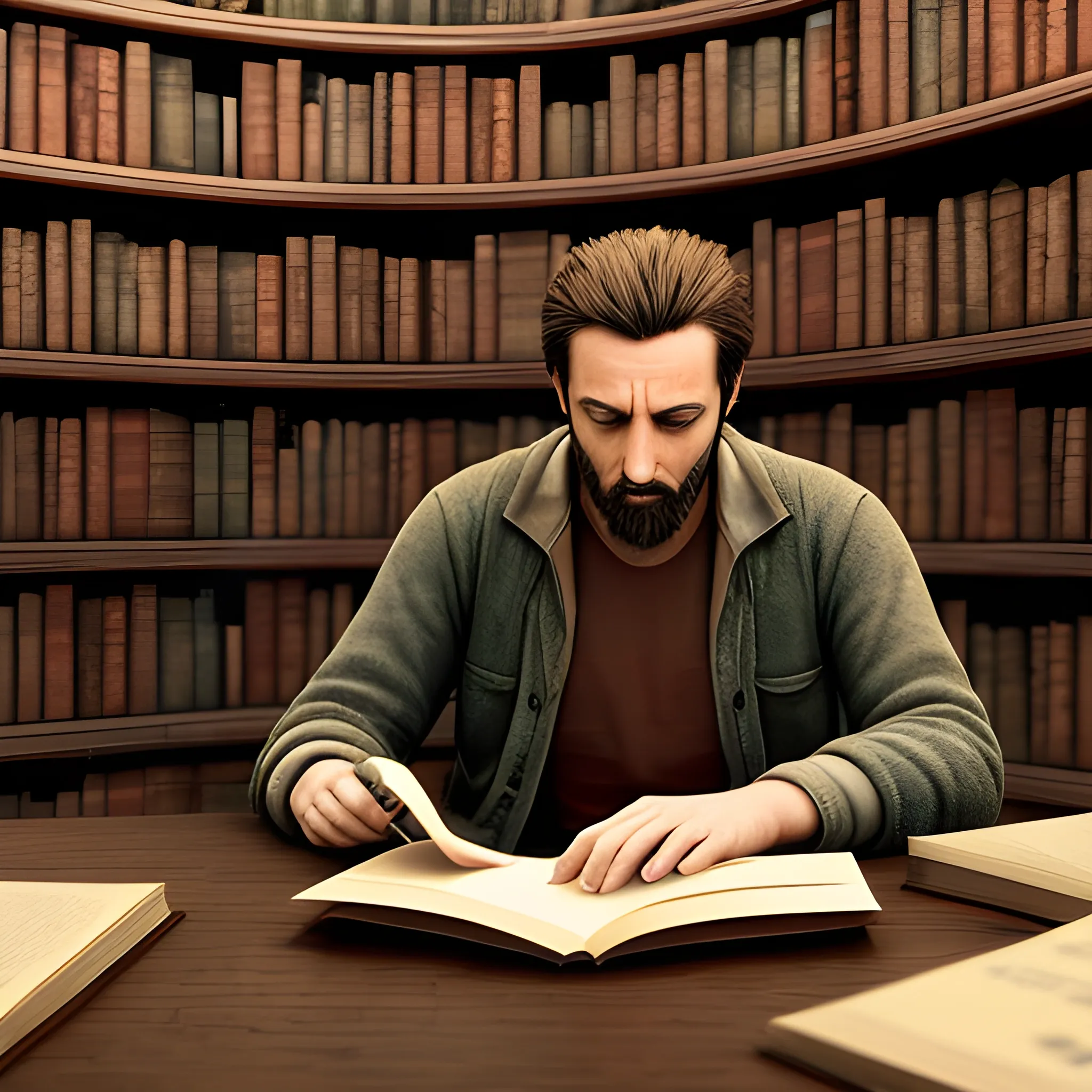 A tired man discovers an intriguing book in a bookstore. He shows it to his friends, and they experience peculiar events. , 3D