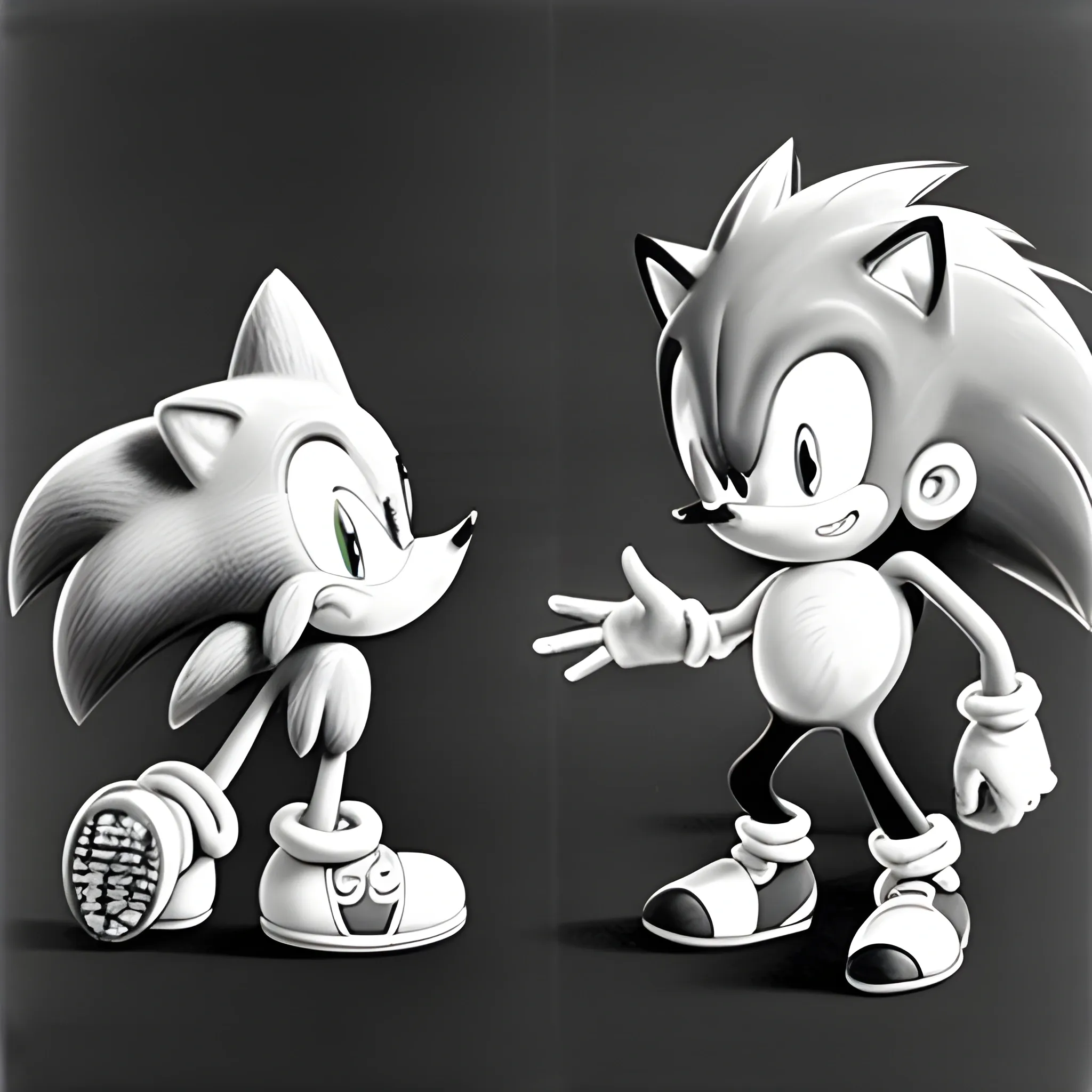 monochromatic medical sonogram showing Sonic the Hedgehog before birth