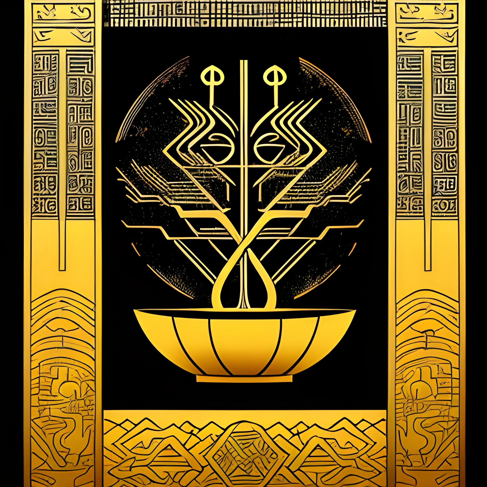 The Japanese symbol for "god" is a hieroglyphic representation of a thunderous roar at an altar with no offerings. Left side toward the altar placement screen. The thunderclap is placed on the right side toward the viewer. Art: The work incorporates the atmosphere of art installations such as Wodari, as well as elements of Rimpa school, Yokoyama Taikan, Murakami Takashi, and Kano Tadanobu, to create a unique and sophisticated work. Einoh Kano, Art: Epic, Volume Writing, Art: Einoh Kano, Illustration, Illustration 