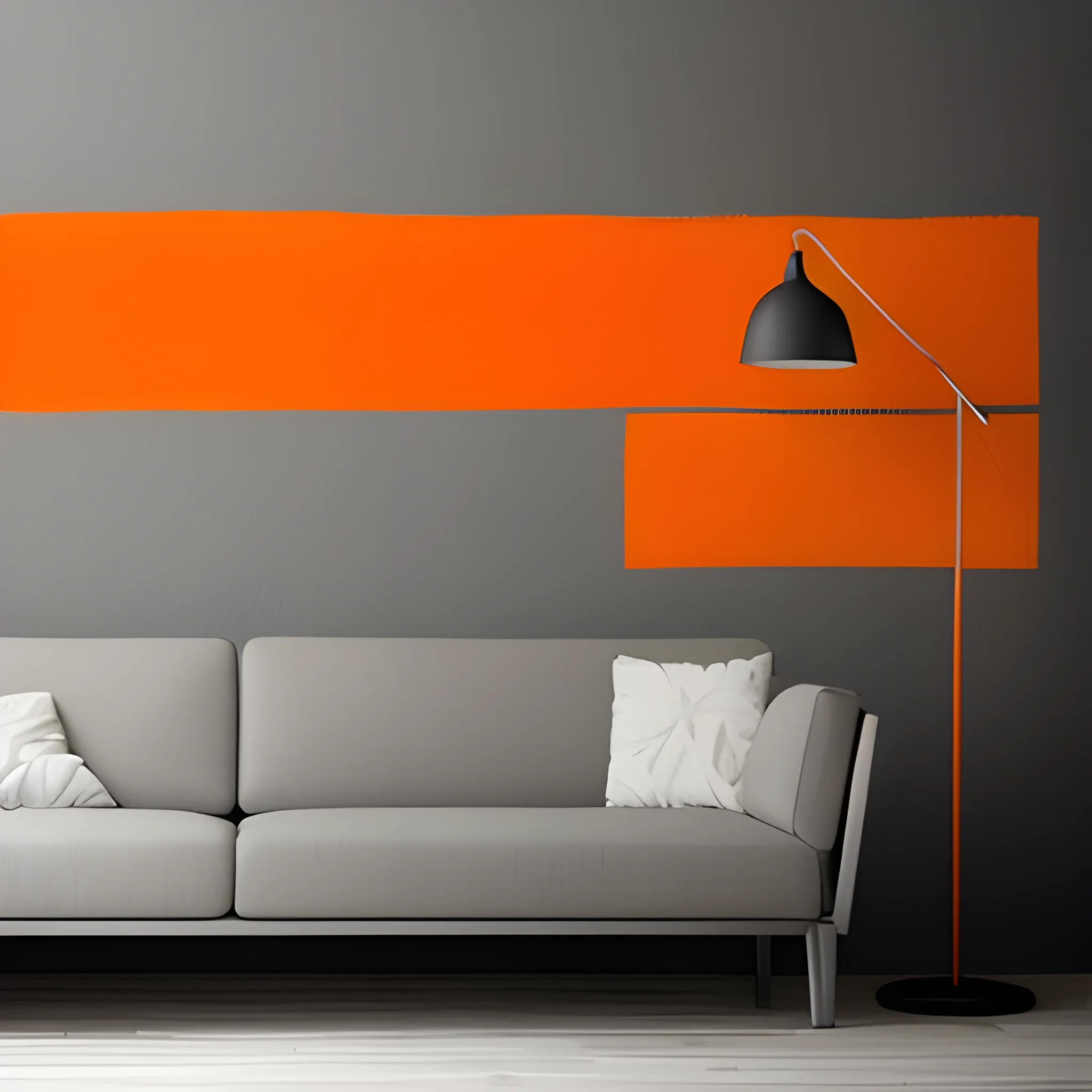 diseño de una pared pintada de gris y naranja