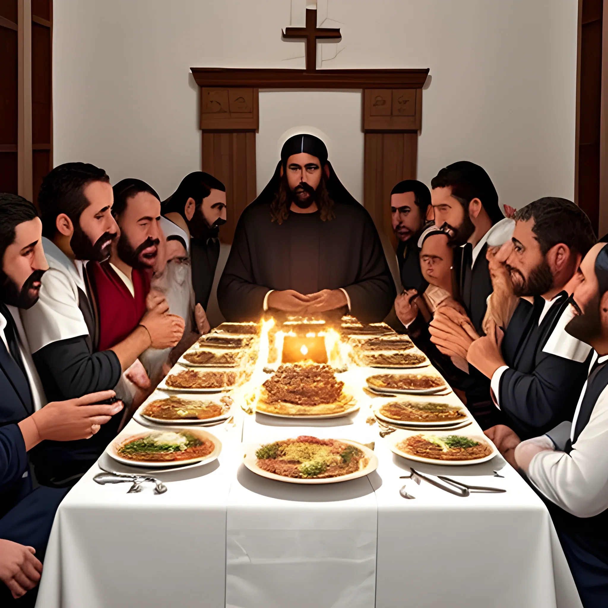 una imagen de la ultima cena de Jesús con los discípulos