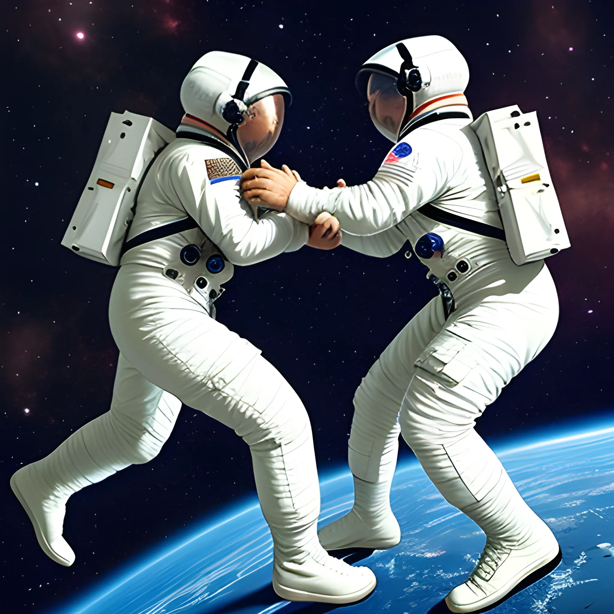 astronauts fighting
