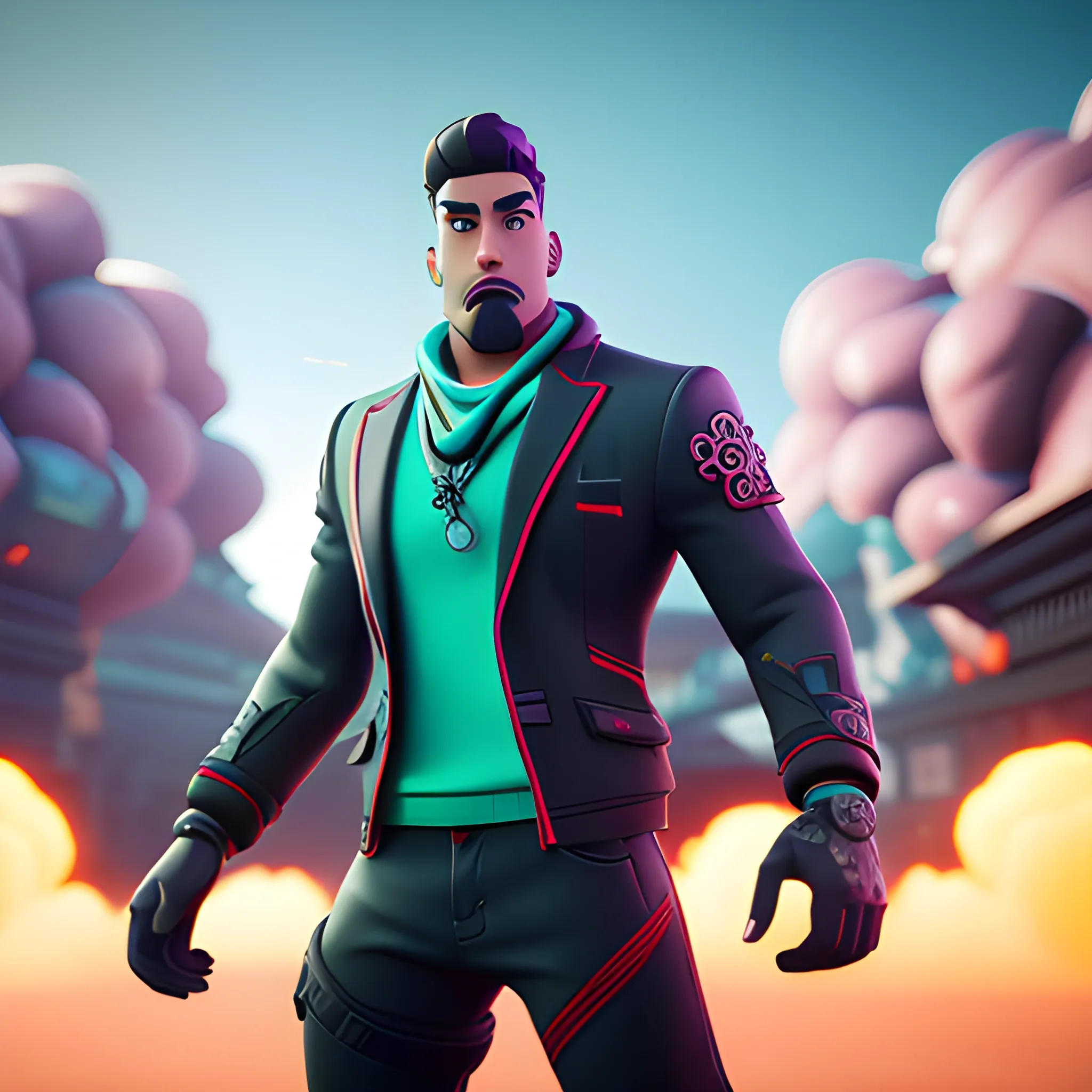  A cartoon character in fortnite style, similar to Marco Arelio from the waist up, in a suit, looking badass, neutral face, 3d render style, slightly anamorphic, in front of launching rocket, looking into the camera, face clearly visible, dvd screengrab UHD, cartoon, ultra detail, intricate details, volumetric lighting, 3d model, fake, photography, digital art, 8k, future, Cinematic, Photography, Ultra - Wide Angle, Depth of Field, hyper - detailed, insane details, intricate details, beautifully color graded, Unreal Engine 5, Cinematic, Videogame, Fortnite Shot on 25mm lens --ar 9:16, 3D, 3D, 3D