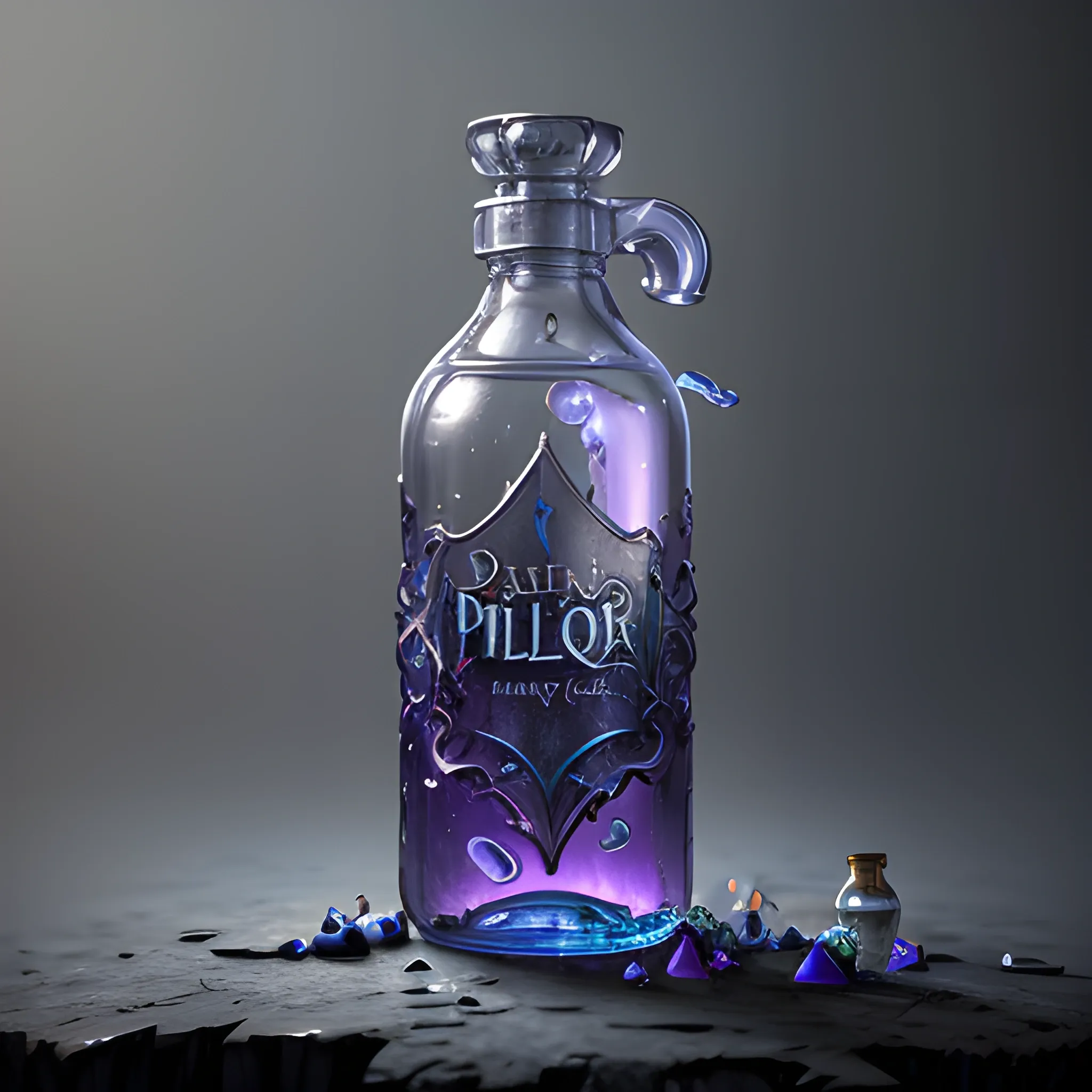 elixir, potion, bottle, fantasy, magic, sparks, 8k, high resolution, high quality, photorealistic, hyperrealistic, detailed, detailed matte painting, deep color, fantastical, intricate detail, splash screen, complementary colors, fantasy concept art, 8k resolution trending on Artstation Unreal Engine