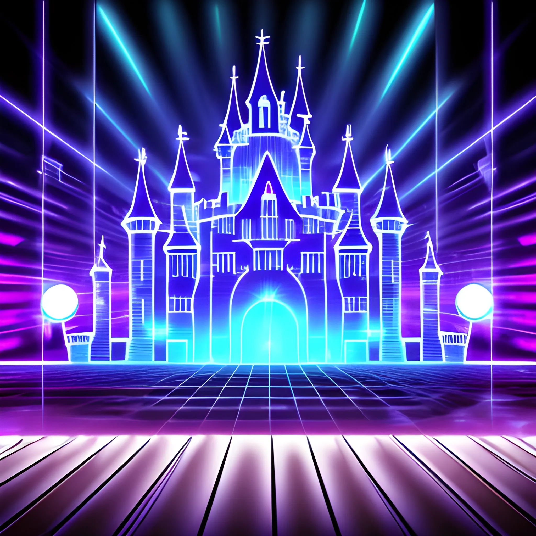 music cover electronic background with a castle