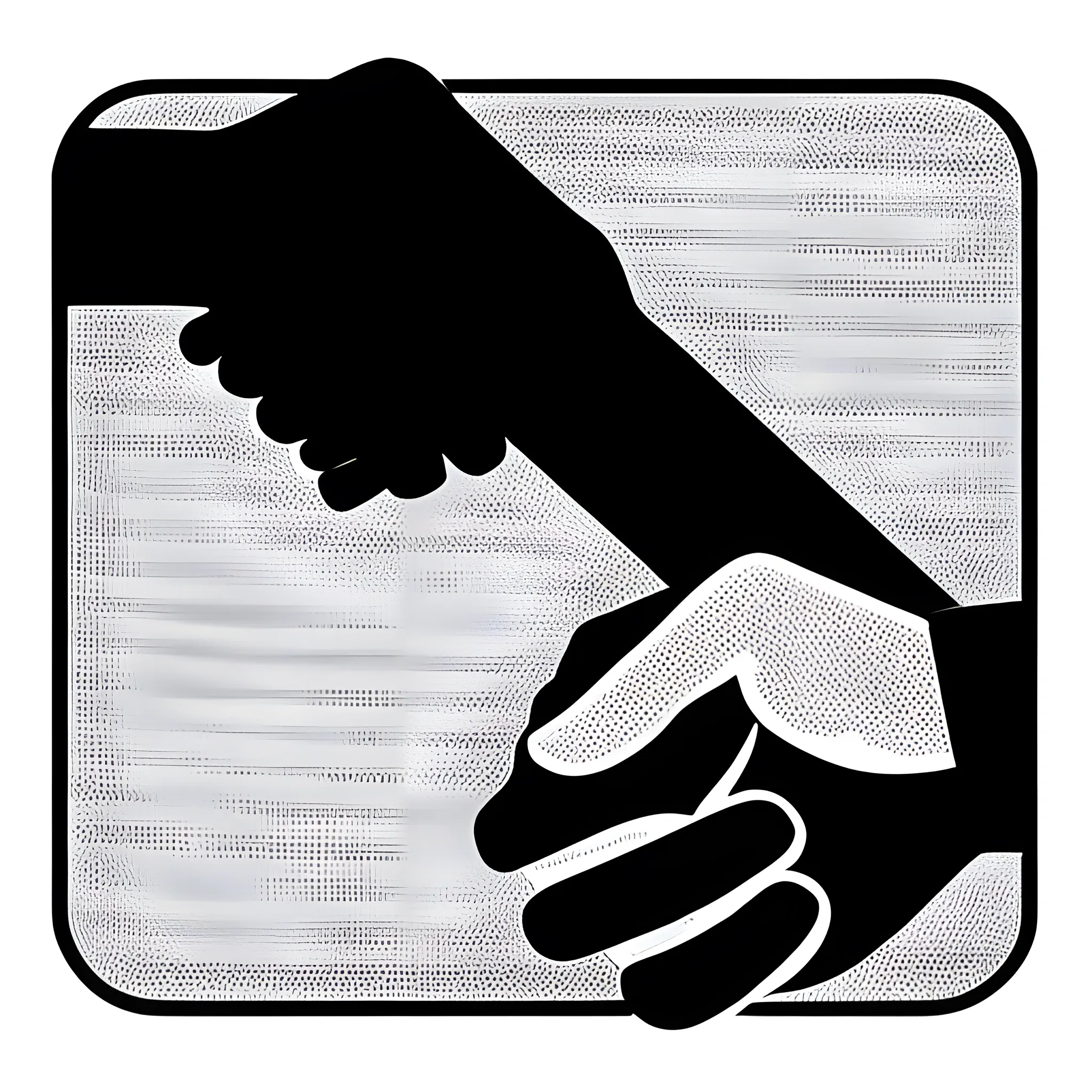 icon of handshake, symbol, black and white