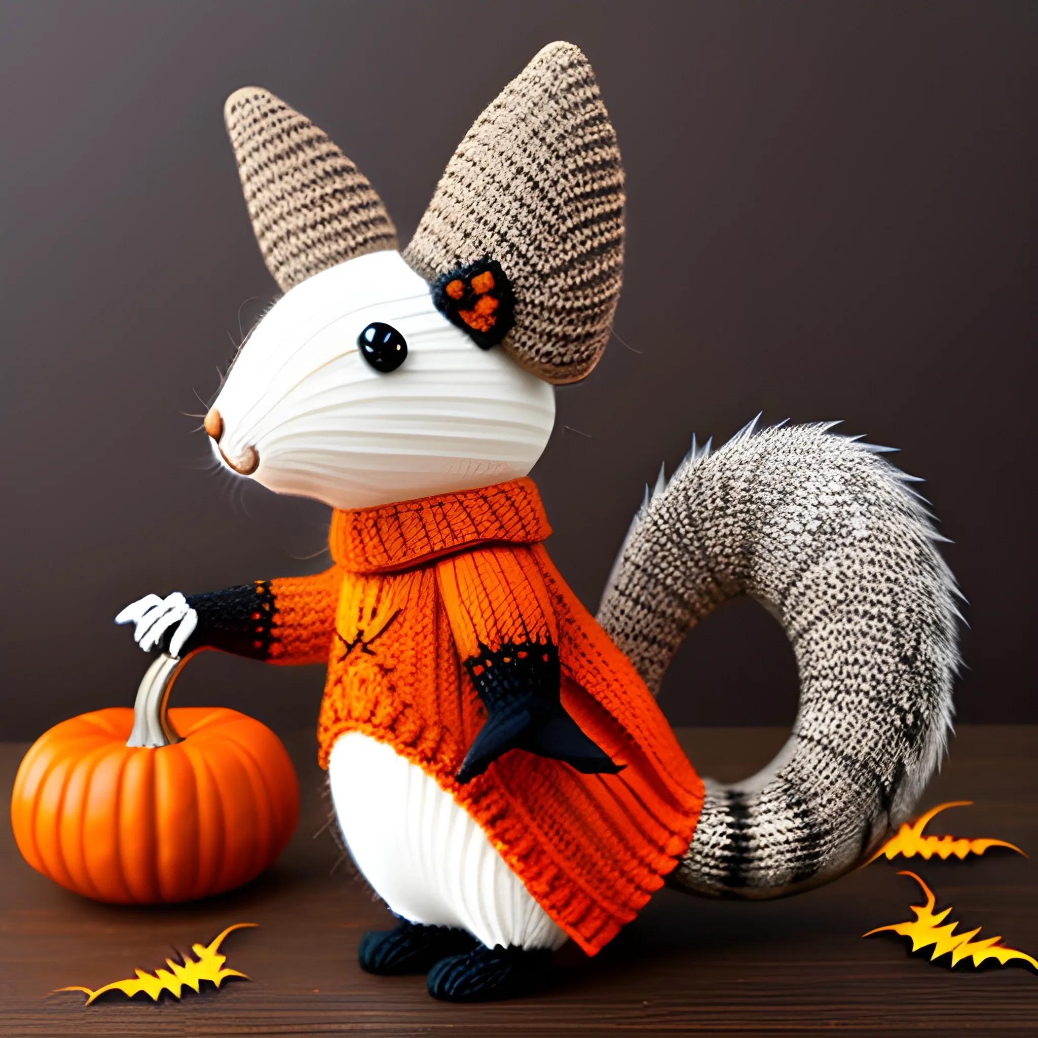 Little halloween knitted squirrel