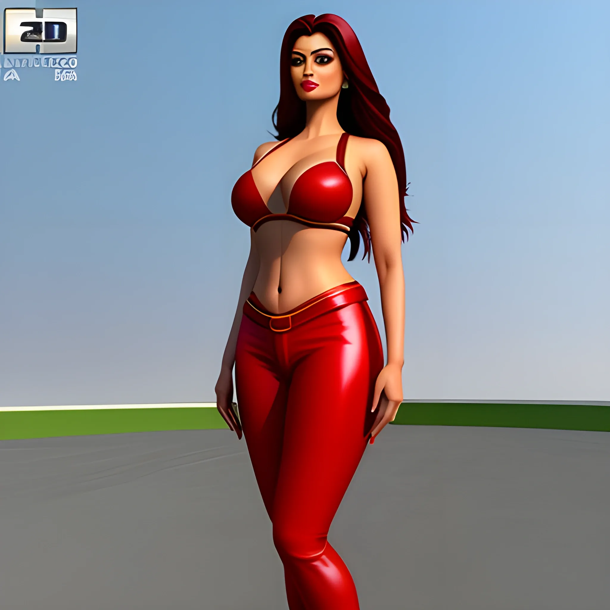 Aishwarya rai as Indian  cargirl  full body , 3D