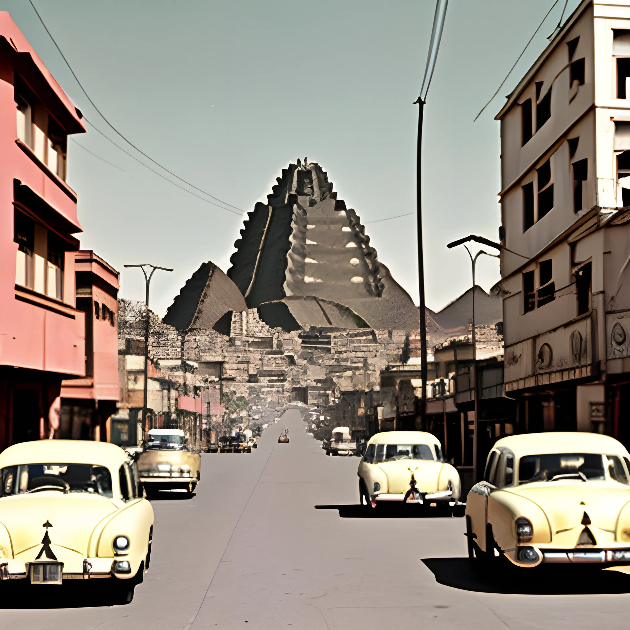 1950s peruvian city . muted colors