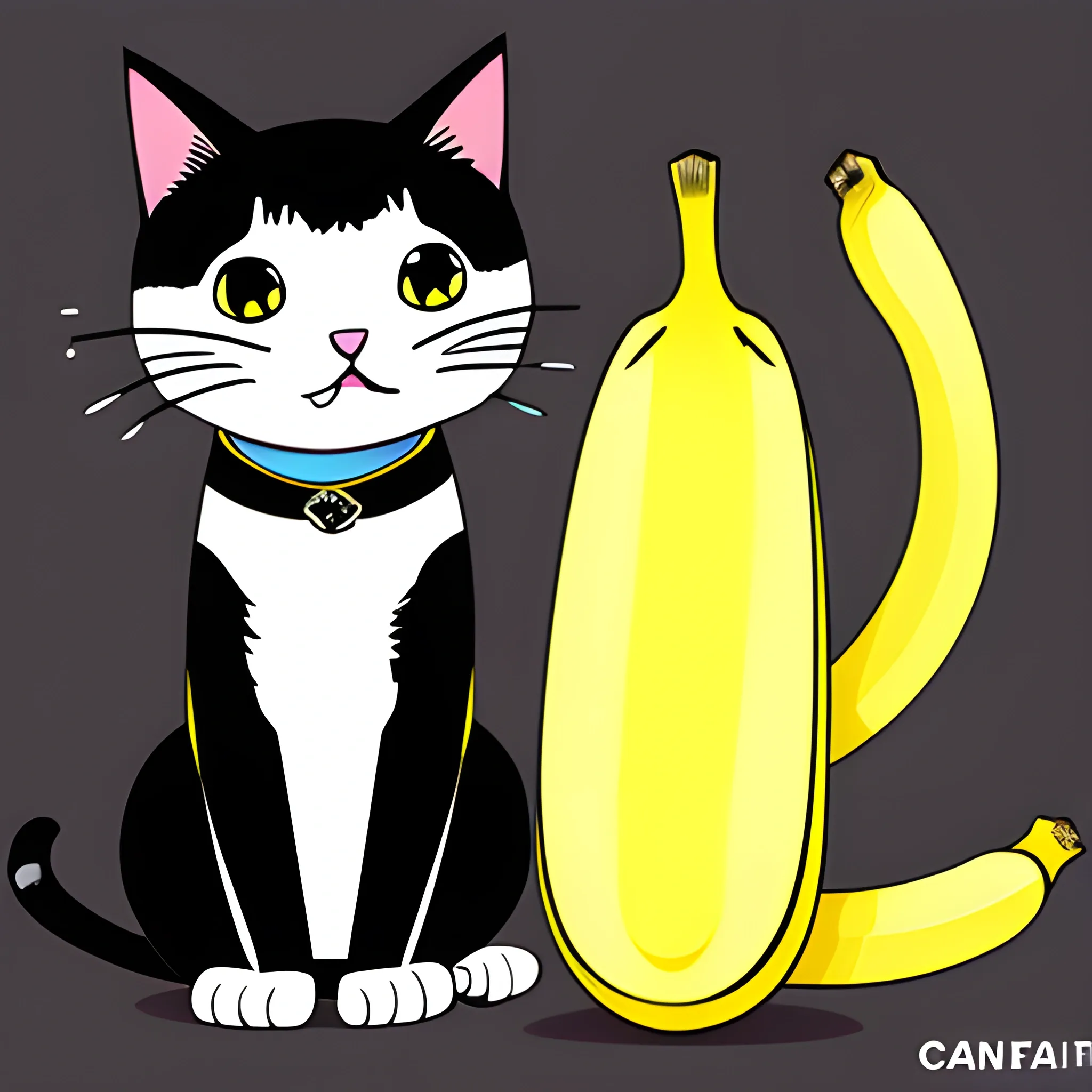 cat eat banana, Cartoon
