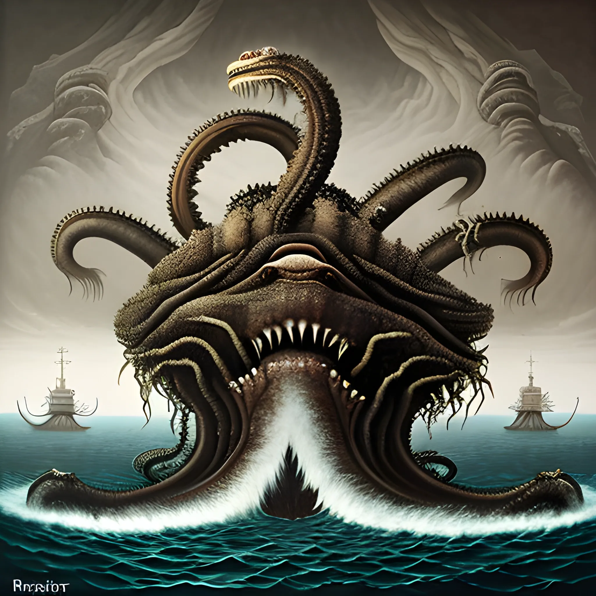 morski potwor kraken , Oil Painting