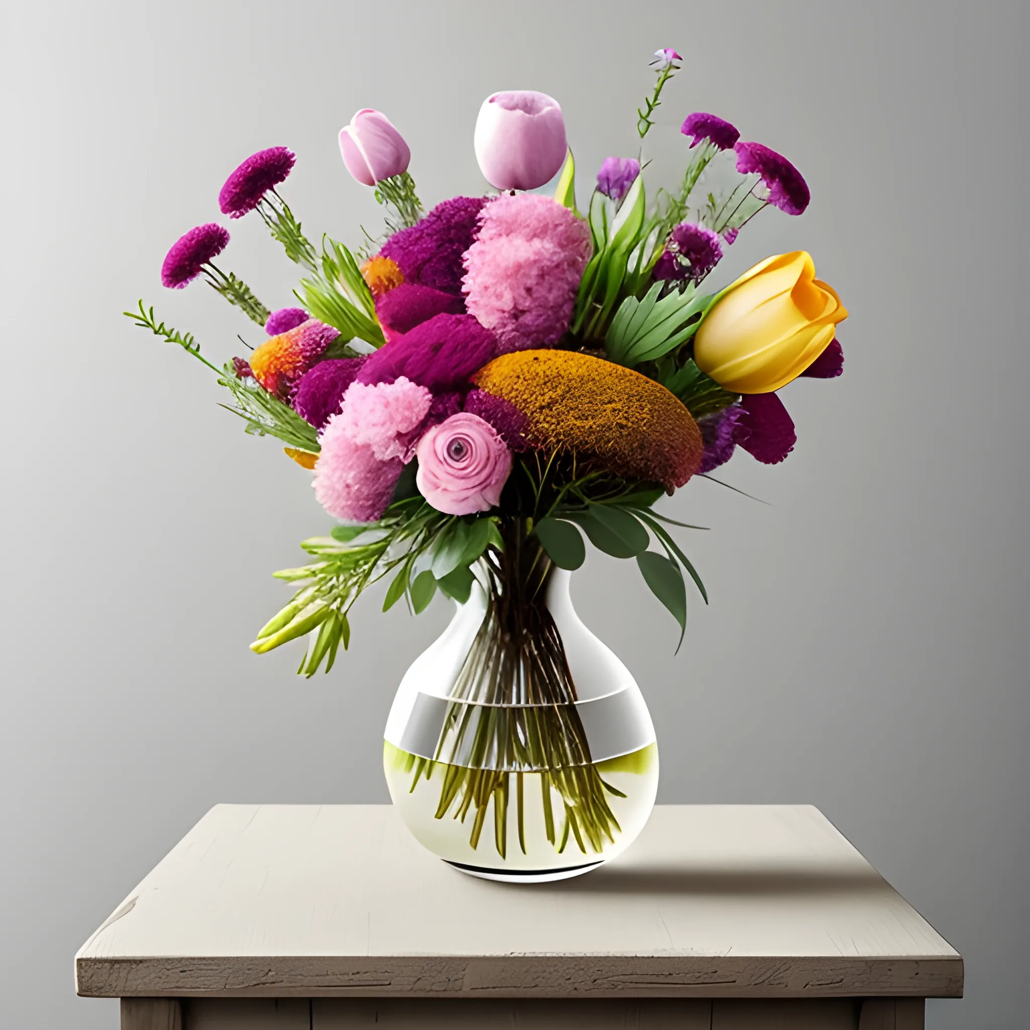 vase avec fleurs décomposés par une explosion, photographie