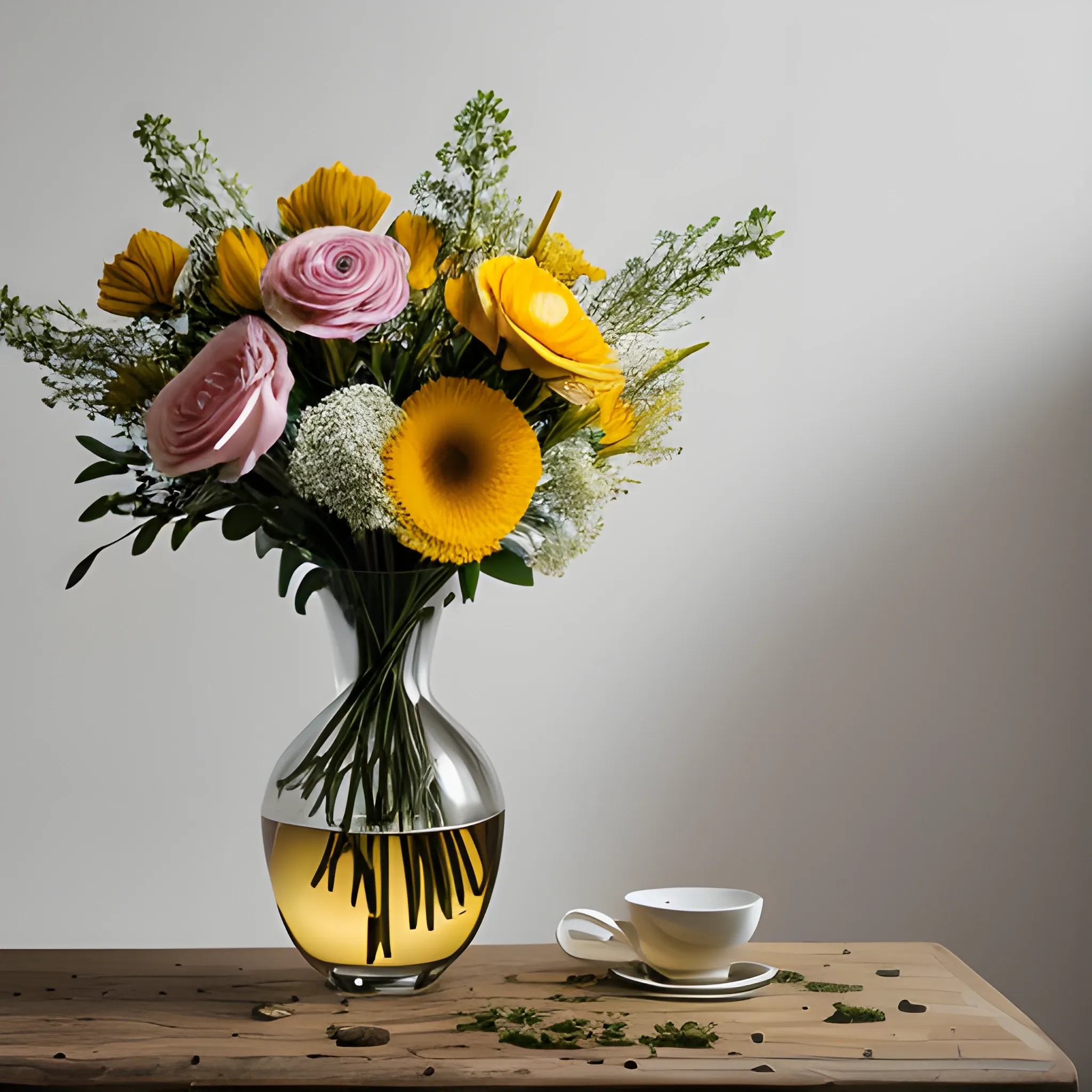 vase avec fleurs éclatés par une explosion, photographie