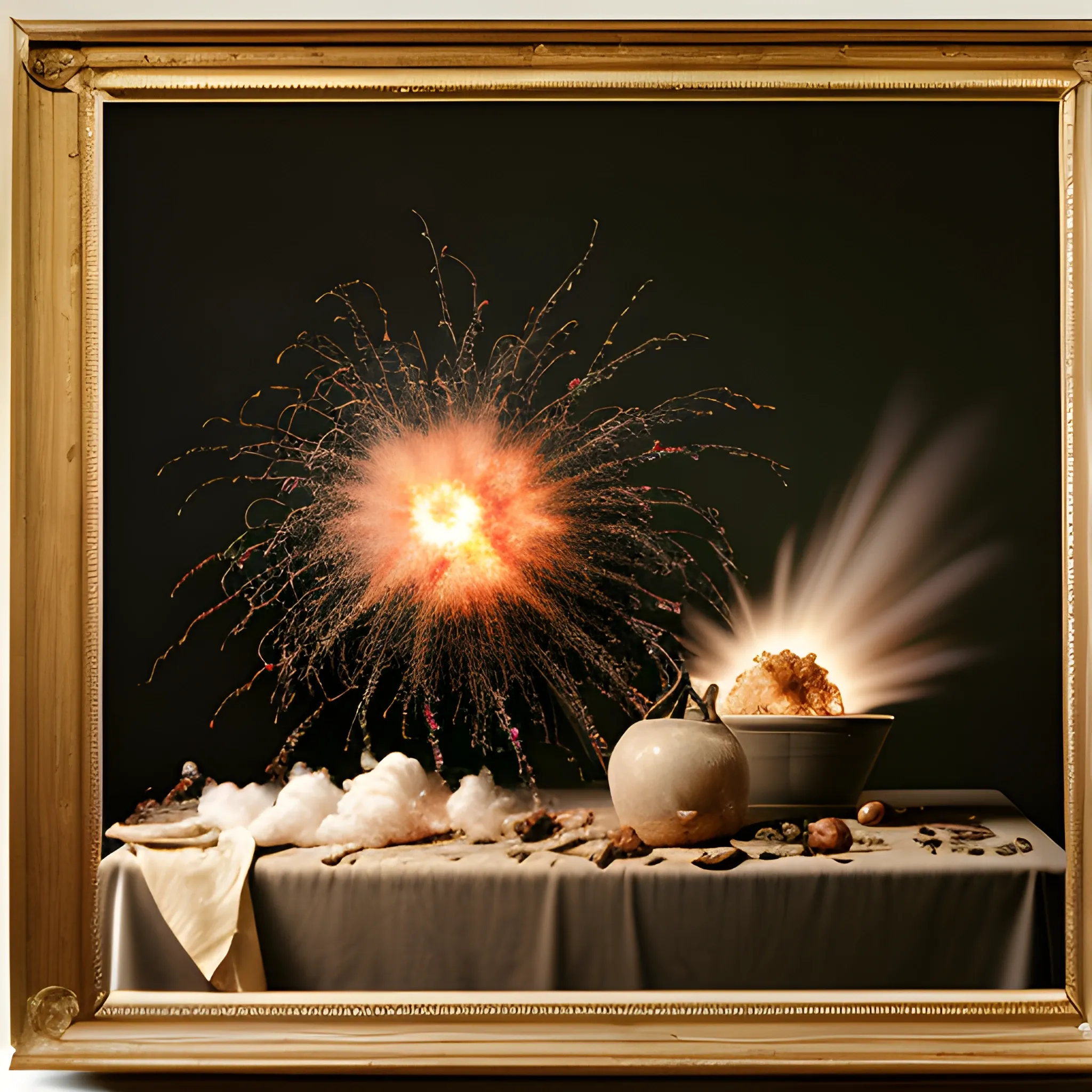 still life and an explosion, photograph