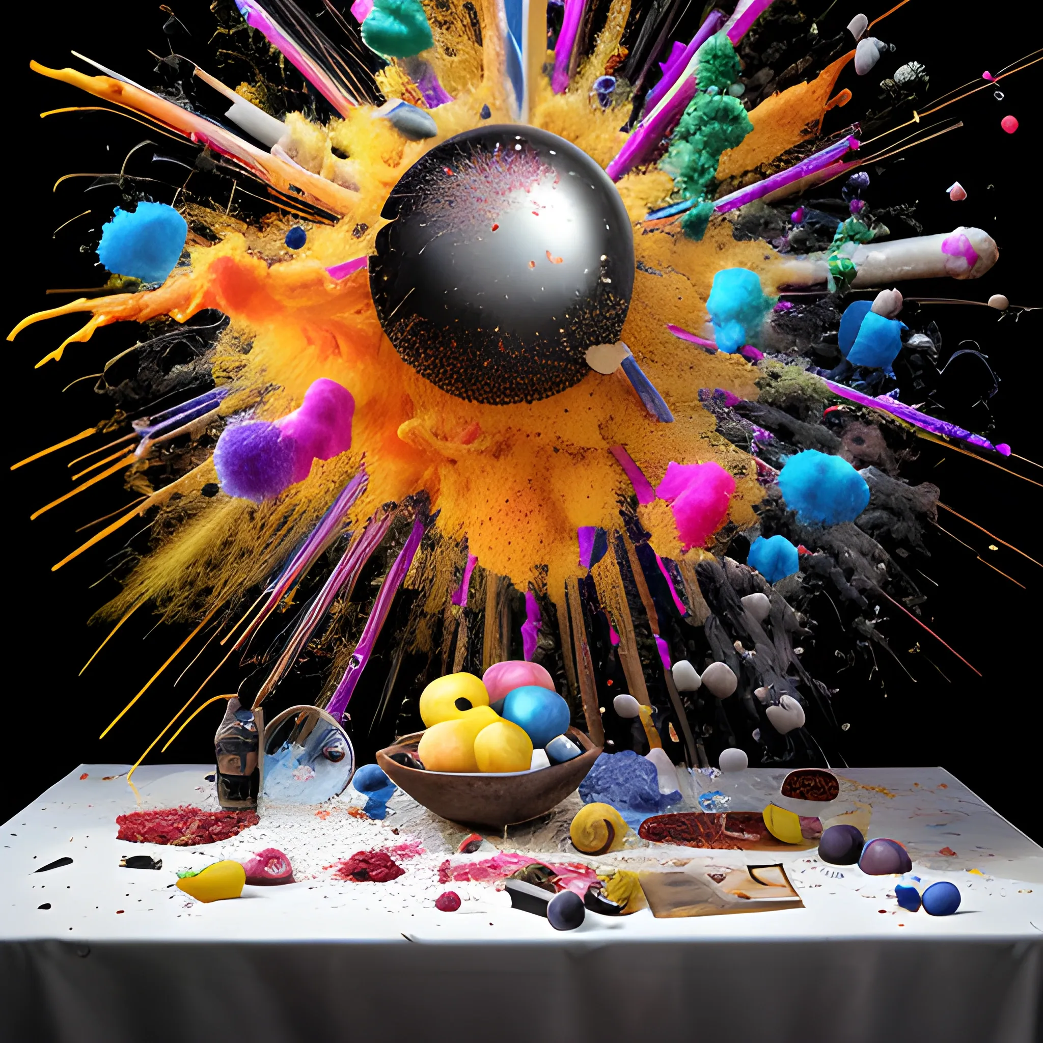 still life explosion, photograph