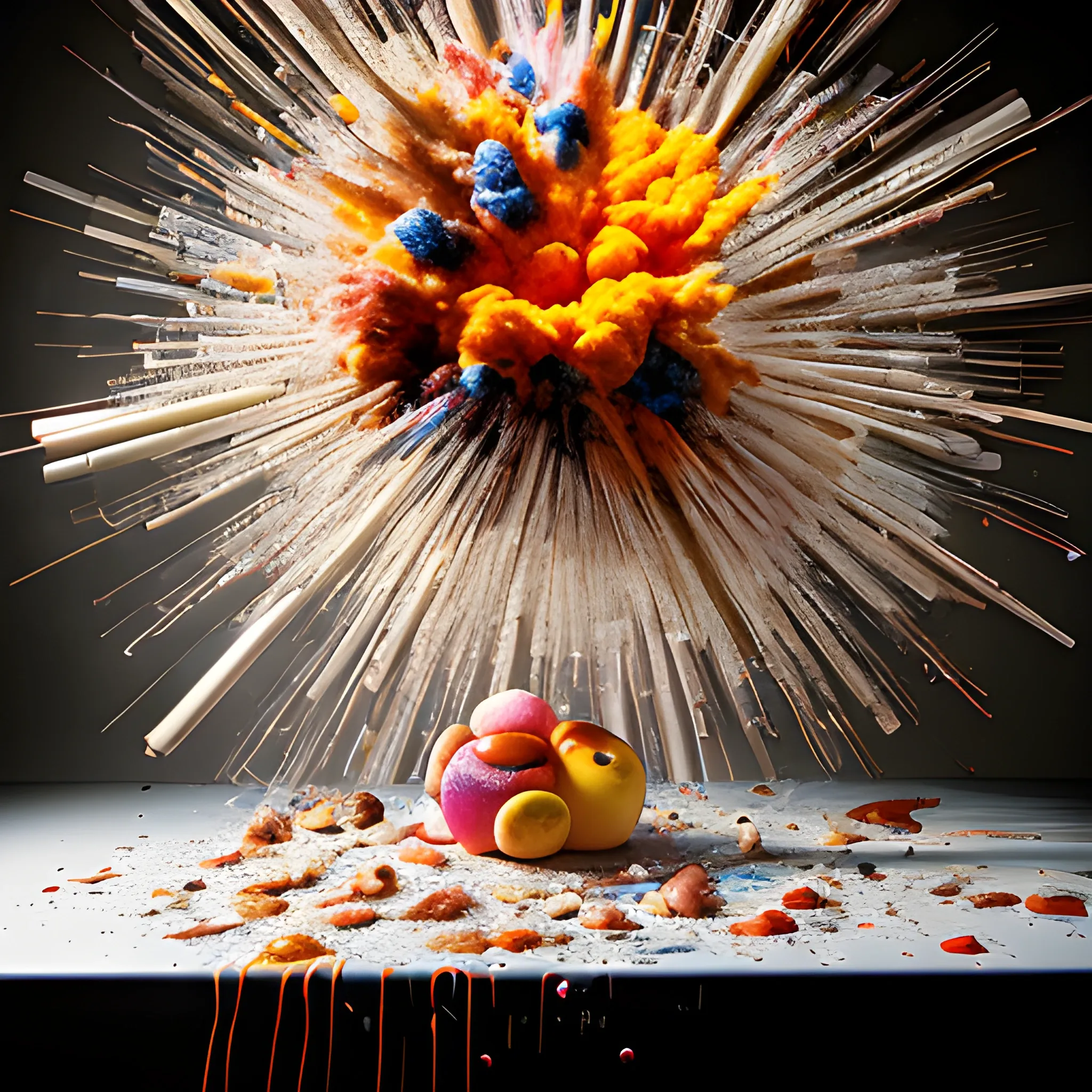 still life explosion, photograph