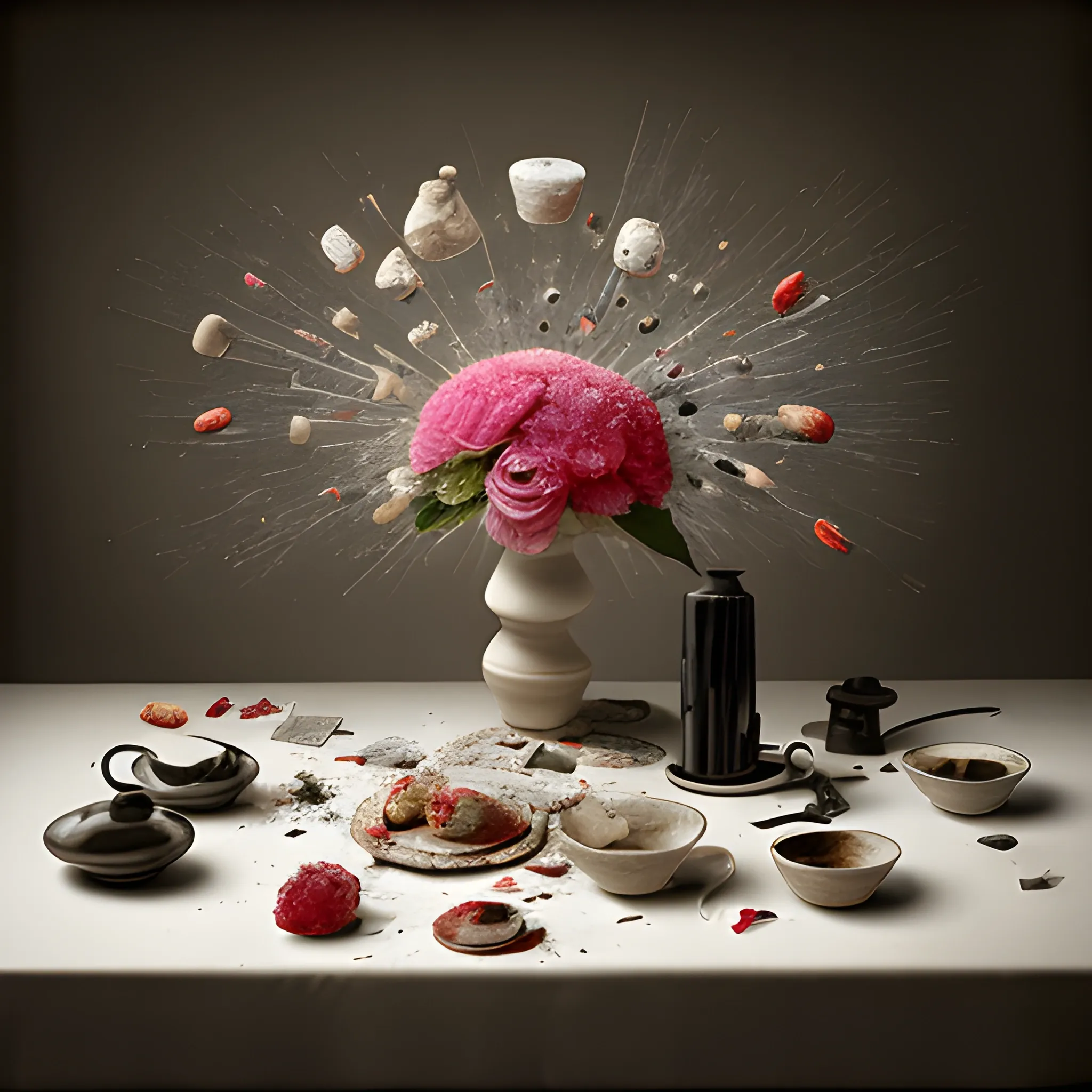 exploded still life, photograph