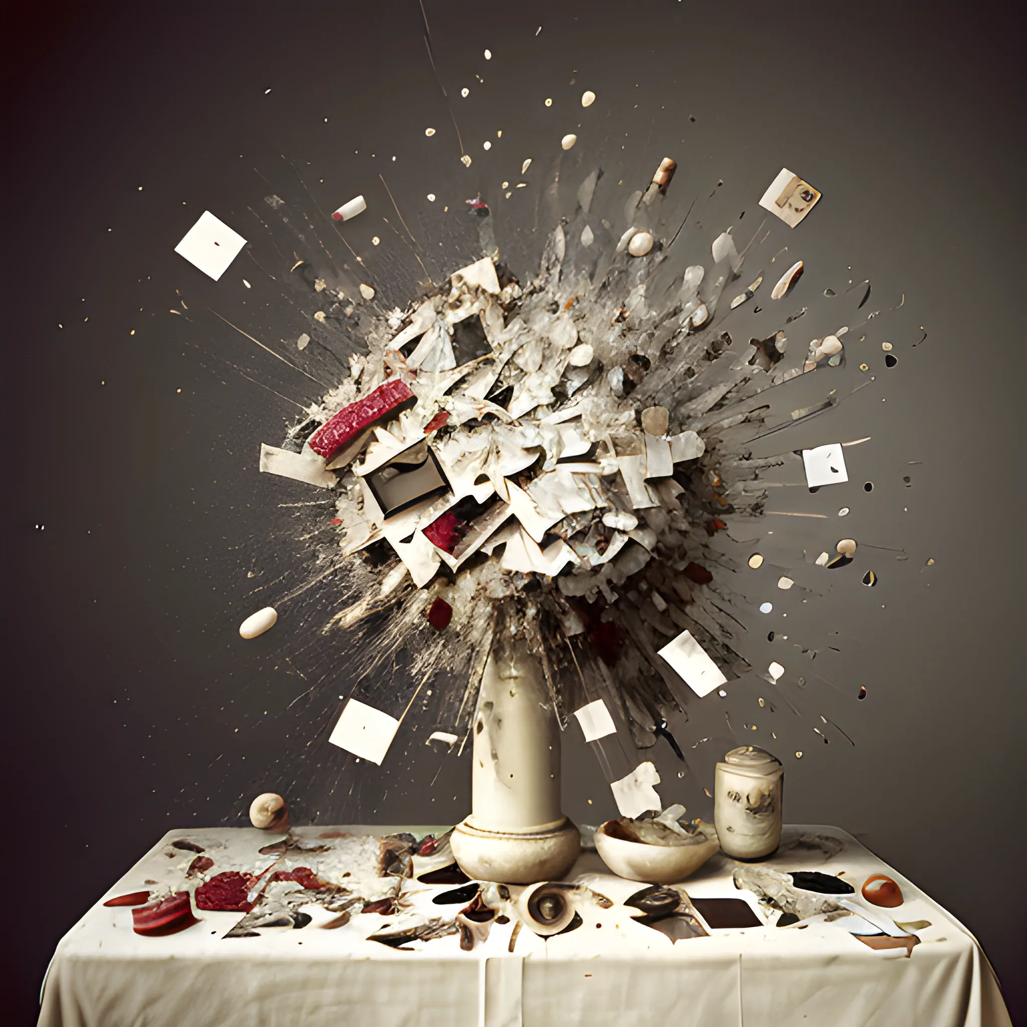 exploded still life, photograph