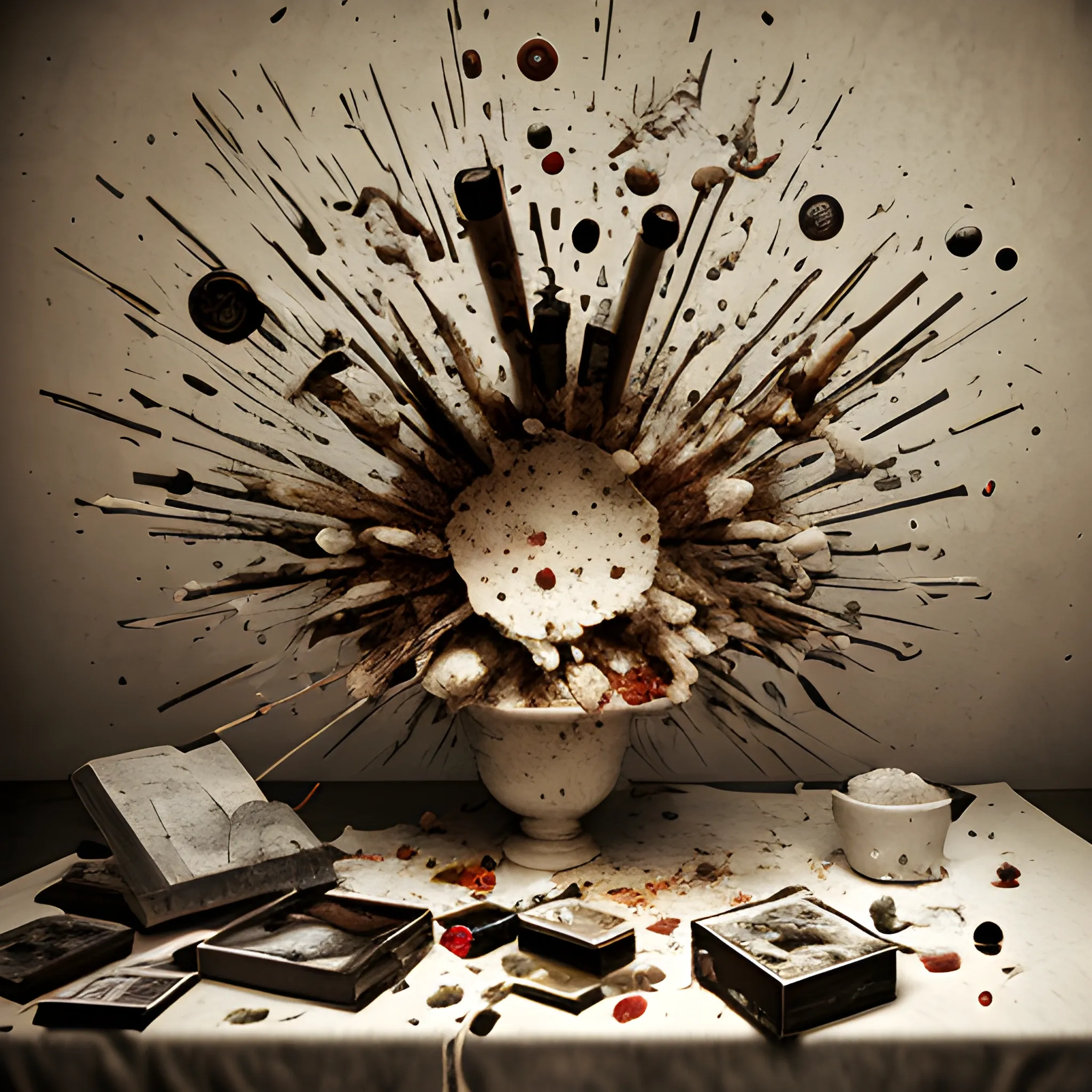 exploded still life, photograph