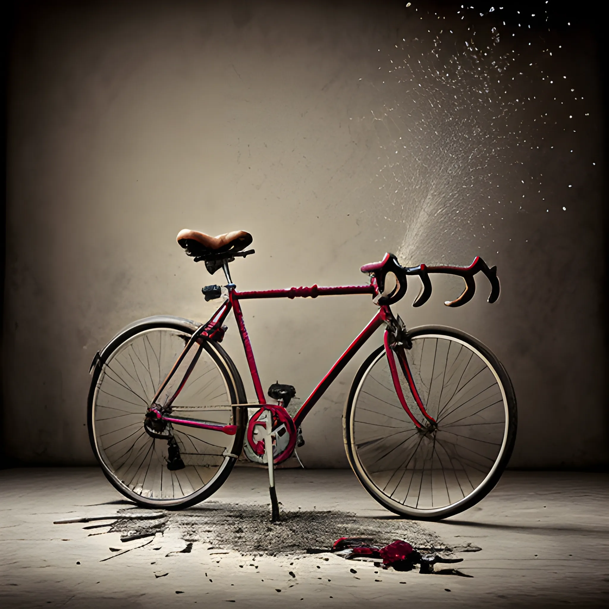 exploded still life of bicycle, photography