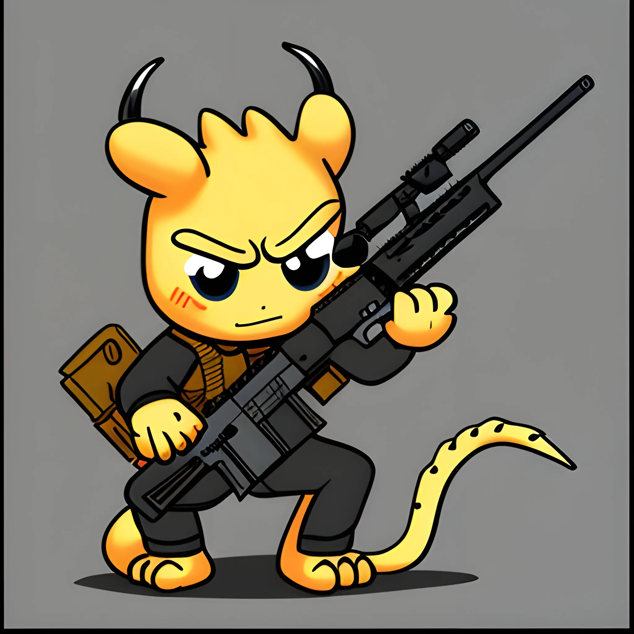 Dragon holding ar15 rifle, Cartoon